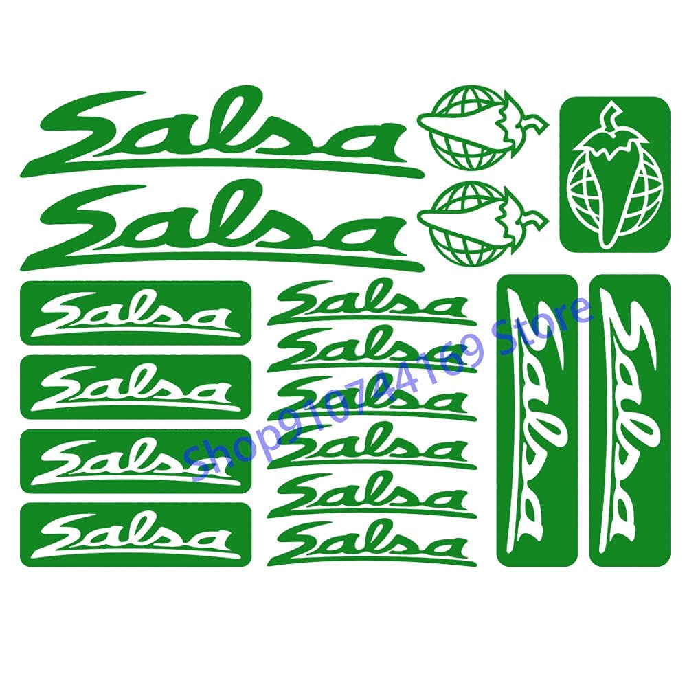Salsa Cycles Vinyl Decals Stickers Sheet - Bike Frame Cycling Bicycle Decals in Green | Perfect for Customizing Your Bike, Helmet, or Water Bottle