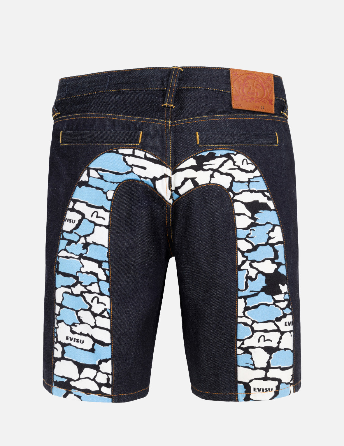 Ishigaki Camouflage Inserted Daicock Regular Fit Denim Shorts for Men - Casual Summer Outdoor Wear - Perfect for Hiking, Beach, and Street Style