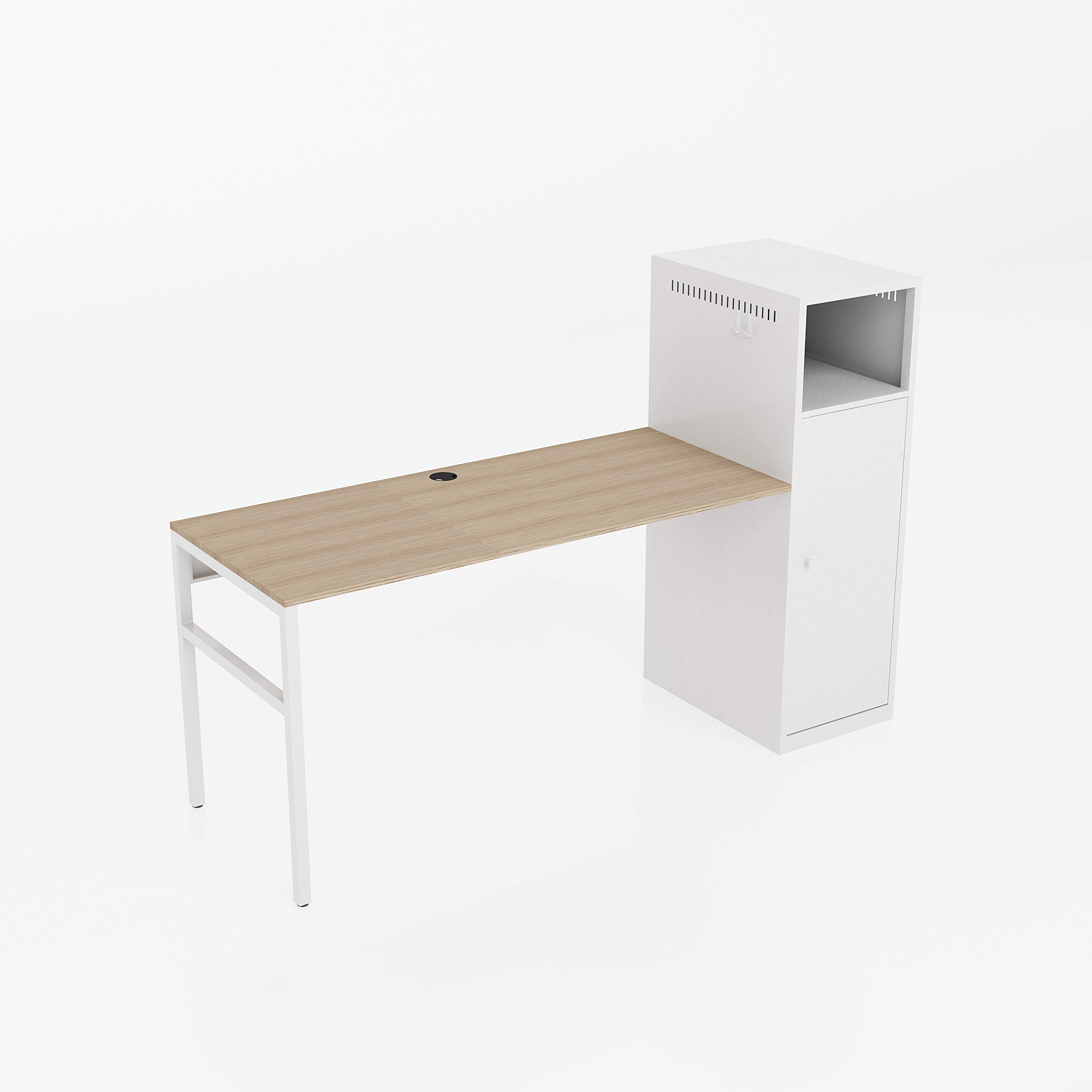 Adjustable L-Shaped Computer Desk with File Storage - Home Office Desk, Study & Writing Table for Small Spaces, Gaming & Workstation Use (White)