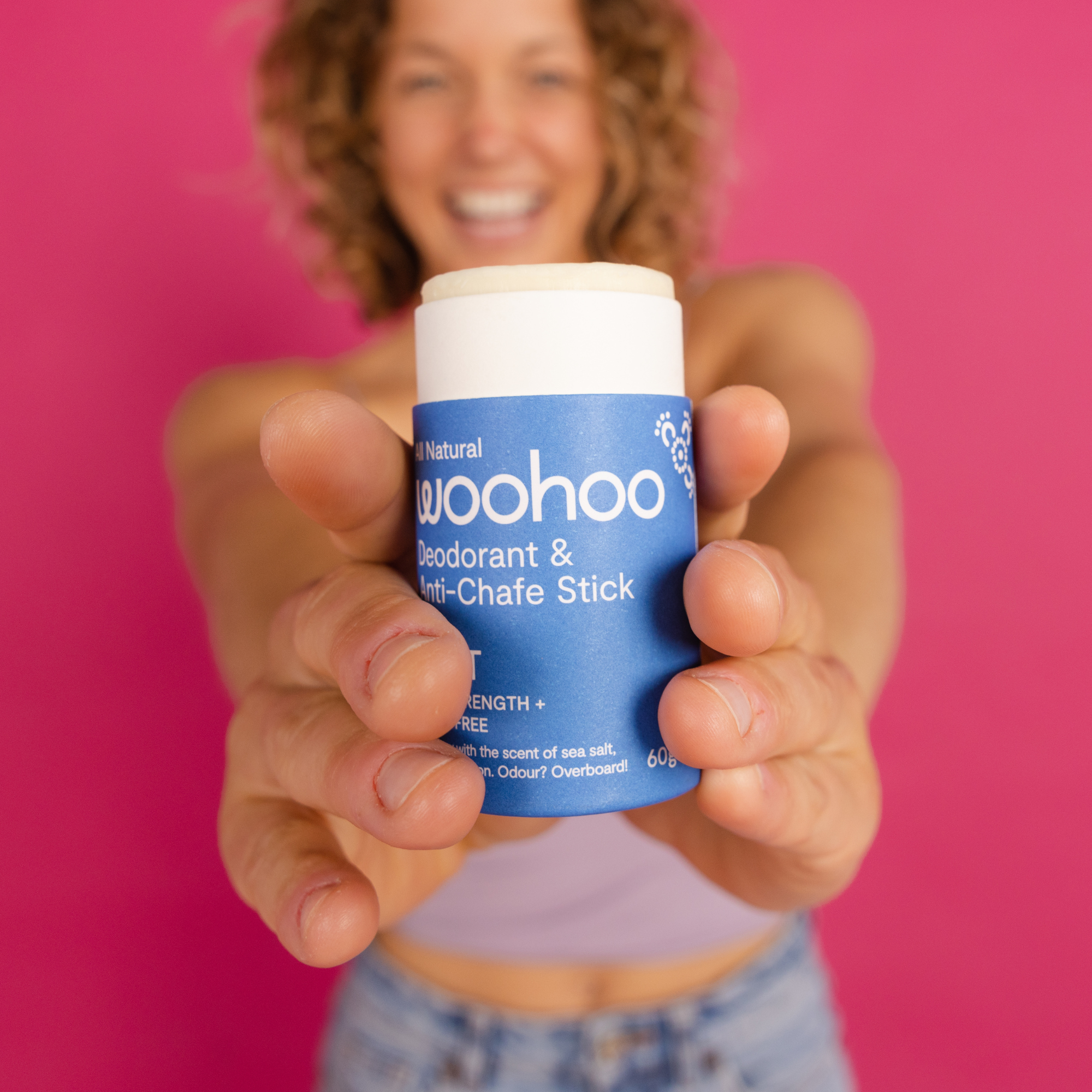 Woohoo Natural Deodorant & Anti Chafe Stick for Women & Men - 60g Organic, Aluminum-Free, Vegan & Cruelty-Free - Perfect for Gym, Hiking & Daily Freshness (Drift Scent)
