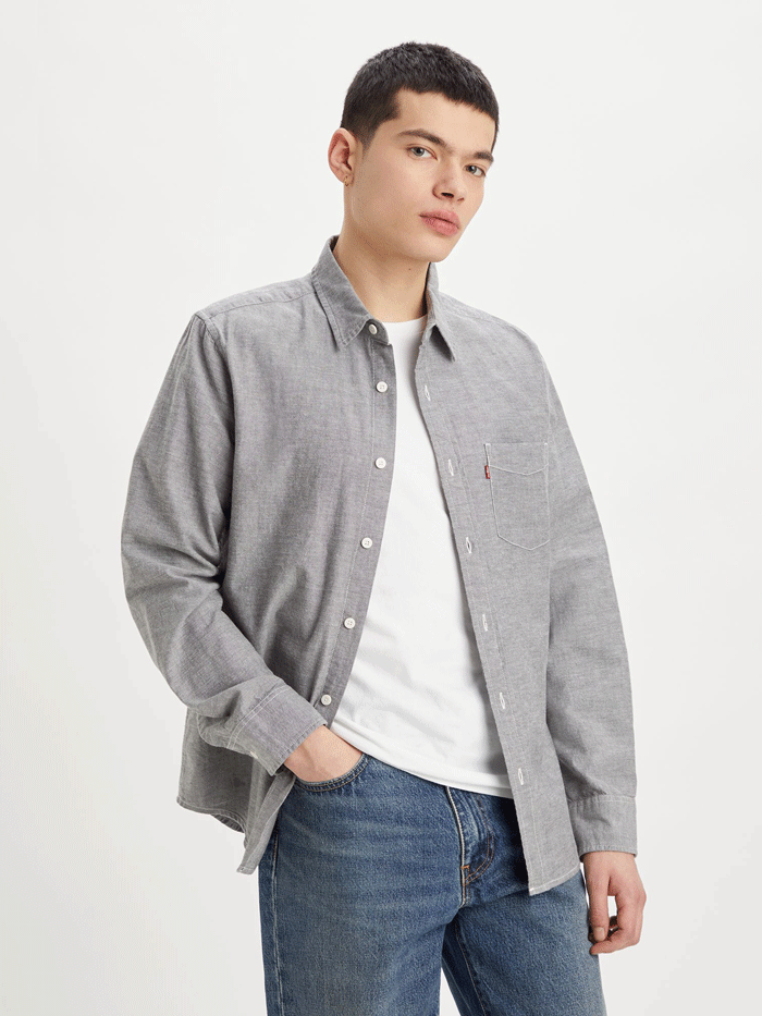 Levi's Men's Classic 1 Pocket Standard Shirt - Raven Grey | Casual Button Down Shirt for Work, Date & Everyday Wear