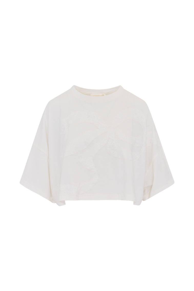 Angelle Women's Cotton Bow Tie T-Shirt - Soft Casual Short Sleeve Top for Everyday Wear, Office & Date Outfits