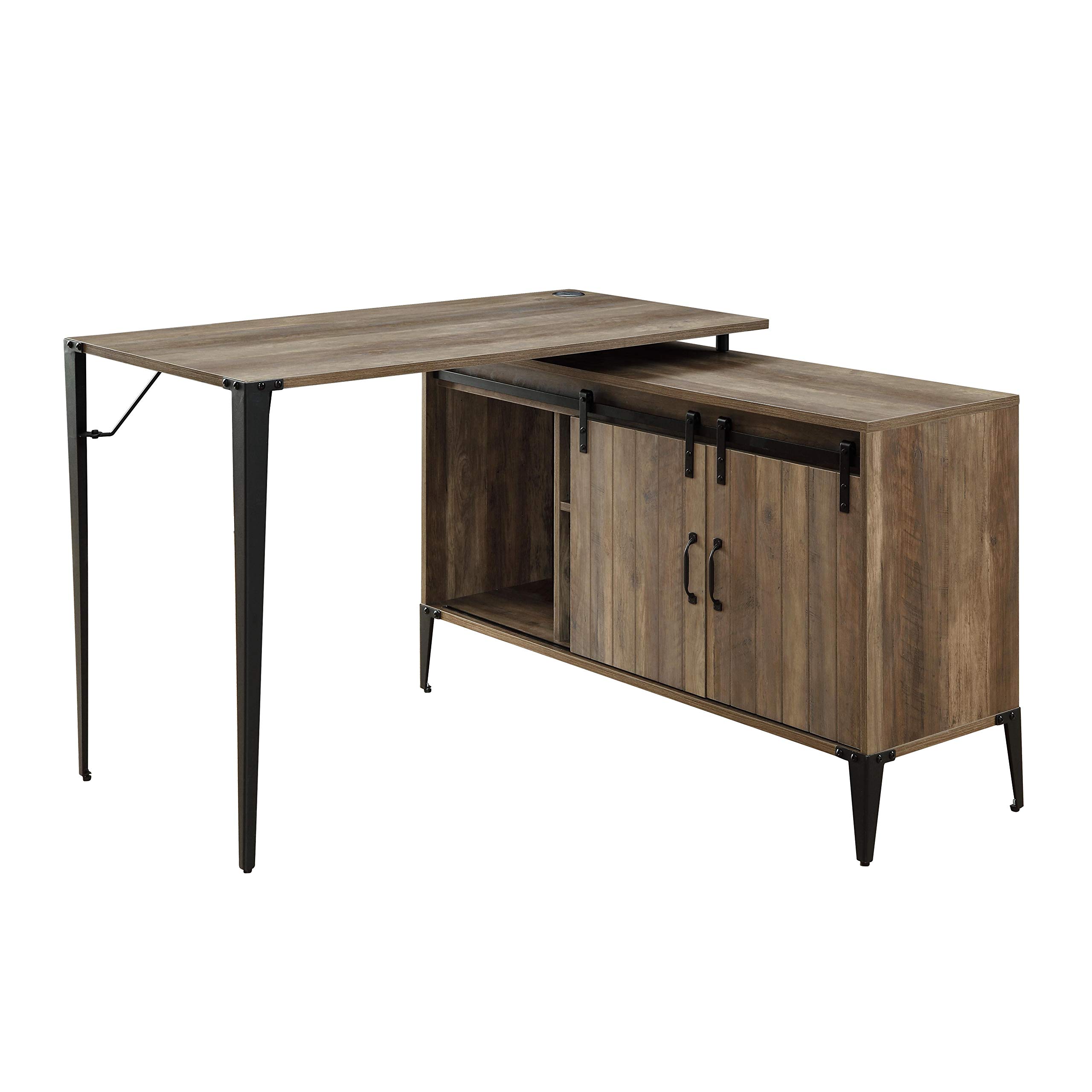 Industrial L-Shaped Computer Desk with Shelves - Rustic Oak Corner Gaming Desk for Home Office | Space-Saving Workstation for Small Rooms & Multi-Monitor Setup