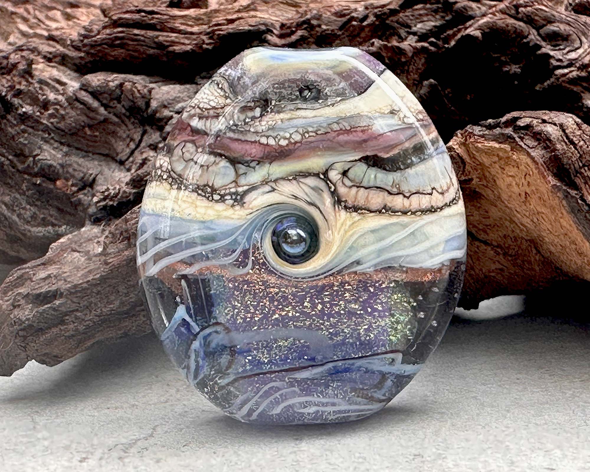 Purple Dichroic Organic Lampwork Focal Bead SRA - Handmade Glass Bead for Jewelry Making, DIY Crafts & Beading Projects