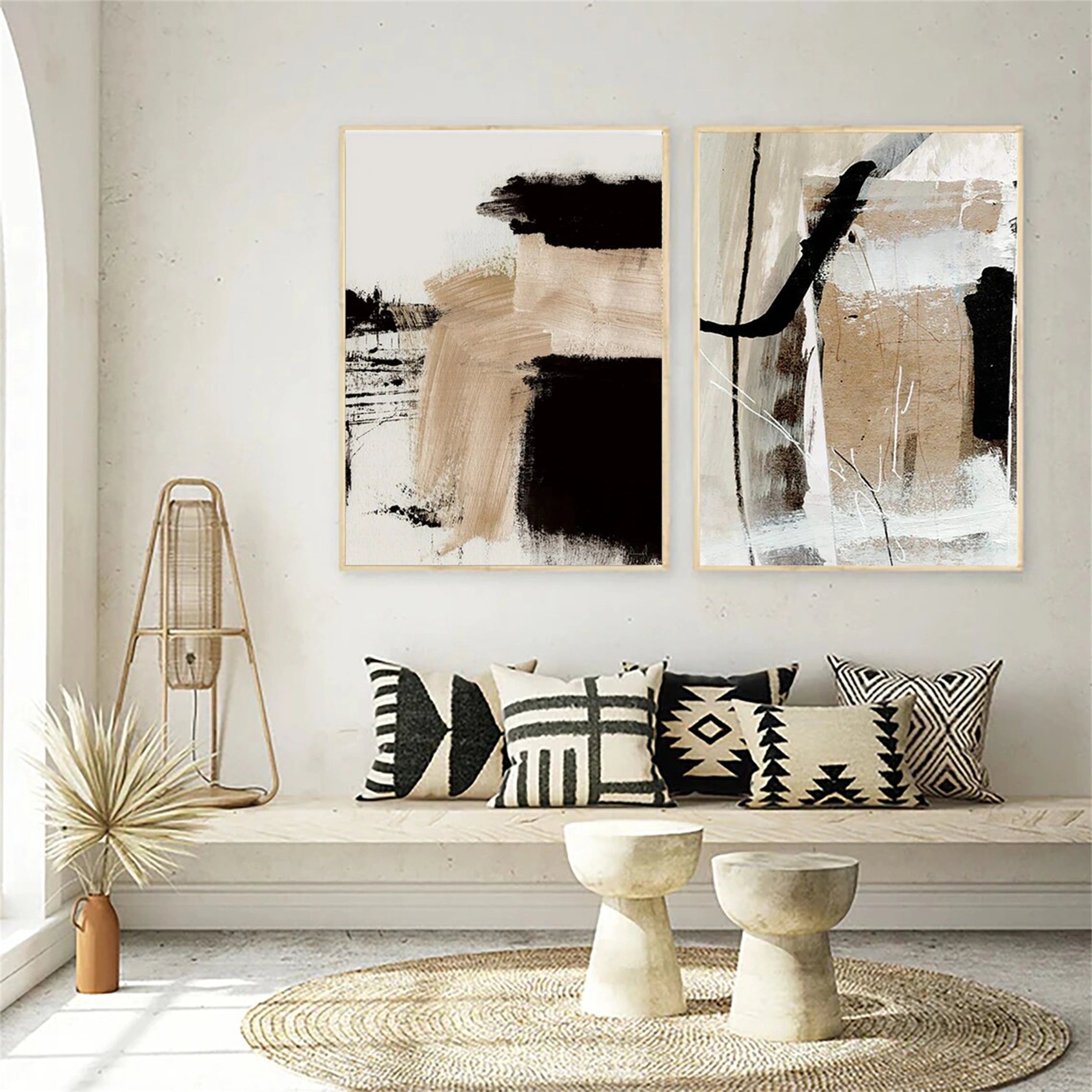 Abstract Painting Set of 2 - Modern Wall Art Decor for Living Room, Bedroom & Office | #AB 098