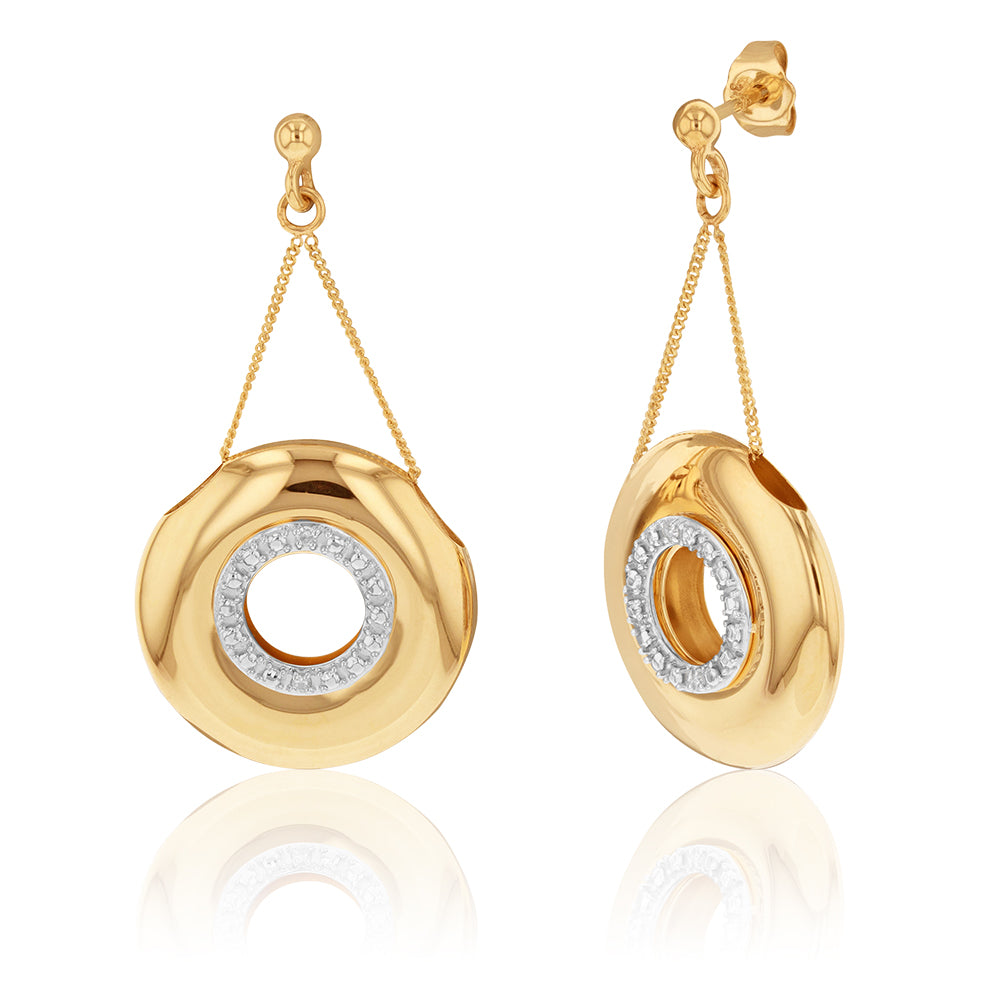 9ct Yellow and White Gold Diamond Stud Earrings for Women - Elegant and Timeless Jewelry for Weddings, Parties & Special Occasions