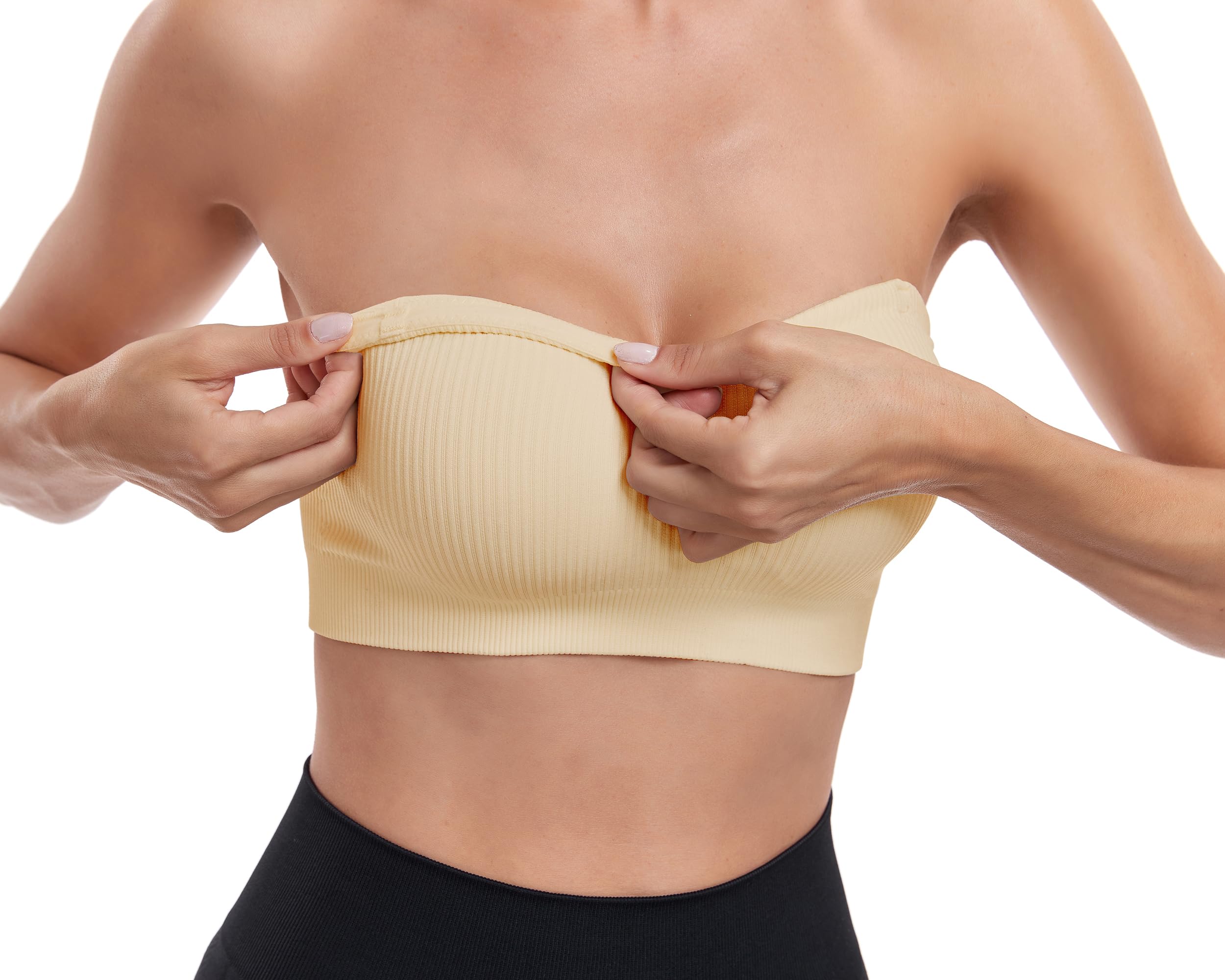 OBICUM Women's Comfortable Strapless Bra - Non-Slip Silicone Bandeau, Seamless Tube Top Bra for Everyday Wear, Wedding, Party & Special Occasions