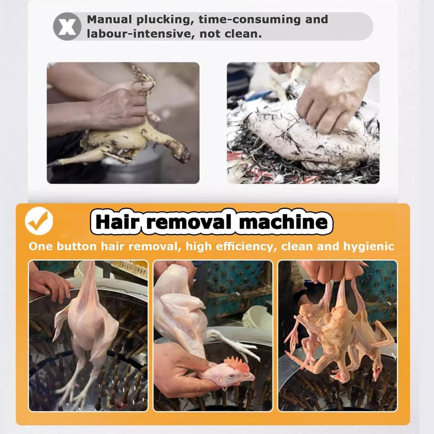 Electric Poultry Plucker Machine - Stainless Steel Feather Removal Tool for Chicken, Duck & Turkey - Fast & Efficient for Home Butchering & Farm Use