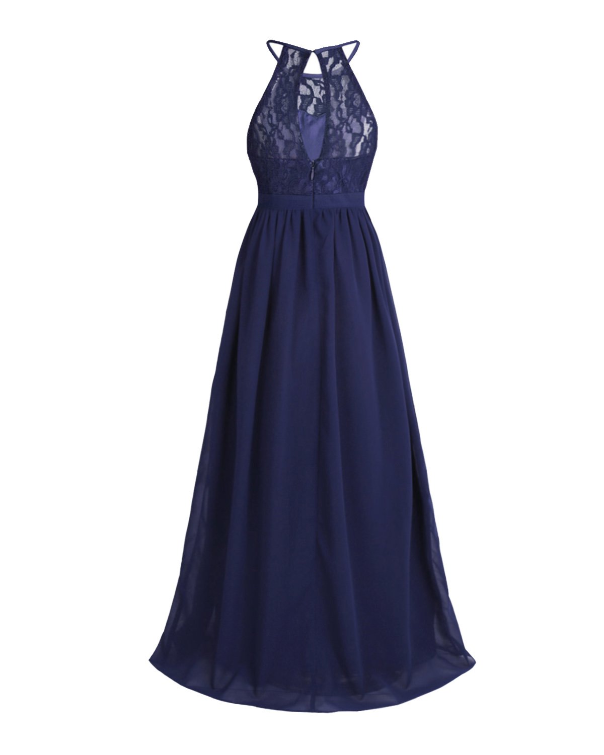 Hularka Girls Halter Neck Princess Flower Girl Dress - Floral Lace Chiffon Wedding Bridesmaid Gown for Kids, Proms & Special Occasions | Perfect for Weddings, Birthday Parties & Formal Events
