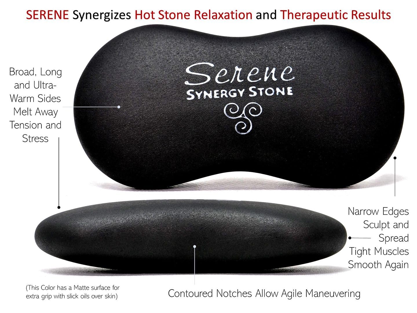 Basalt Black Hot Stone Massage Set of 2 - Deep Heat Therapy for Muscle Tension Relief - Relaxing Contoured Stones with Matte Surface (Use with Massage Oil) - Perfect for Spa, Home Relaxation & Professional Massage Therapy