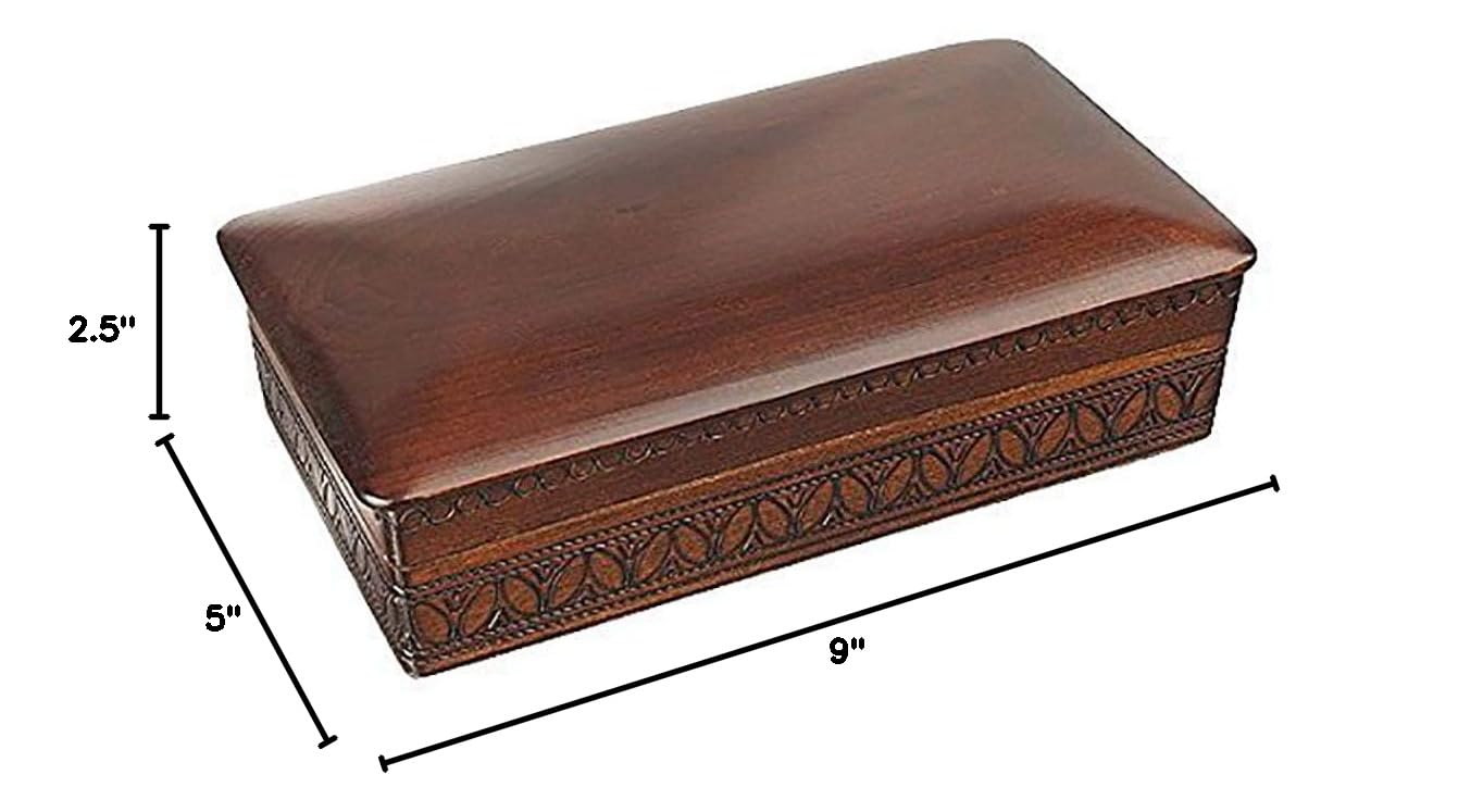 Handcrafted Espresso Stained Linden Wood Jewelry Box - Large Keepsake Storage Organizer for Necklaces, Rings & Earrings | Perfect for Bedroom Vanity, Travel & Gift Giving