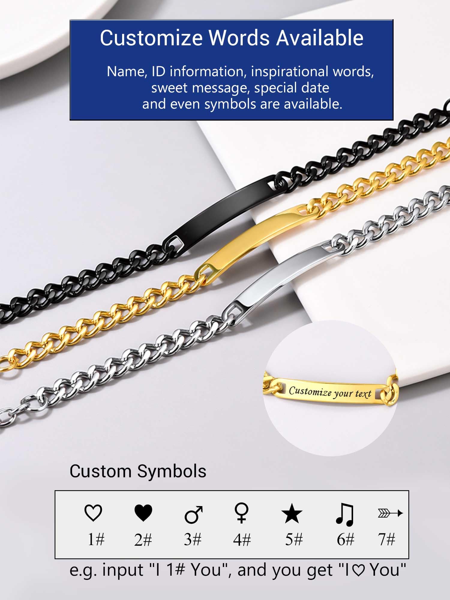 PROSTEEL Custom Engraved Bracelet for Men & Women - Stainless Steel ID Bracelet with Personalized Name, Date, Initial or Quote - Gift Box Included - Perfect for Anniversaries, Weddings & Special Occasions
