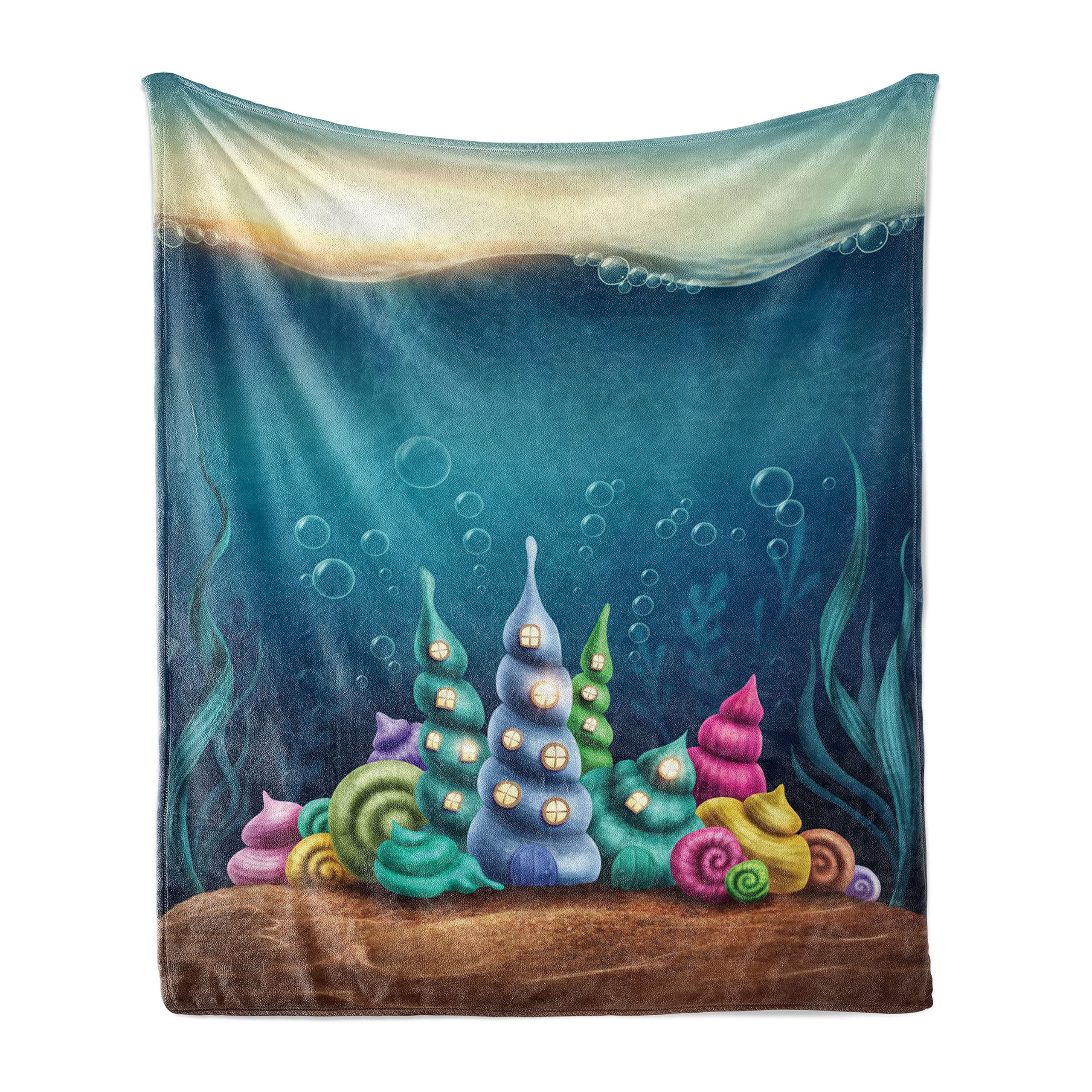 Ambesonne Ocean Themed Fleece Throw Blanket 60