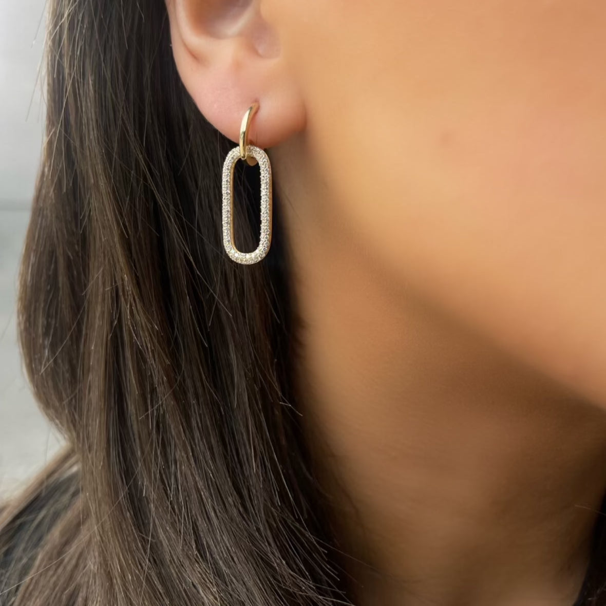Oval Shaped Diamond Drop Hoop Earrings for Women - Elegant Dangle Earrings for Party, Wedding & Evening Wear