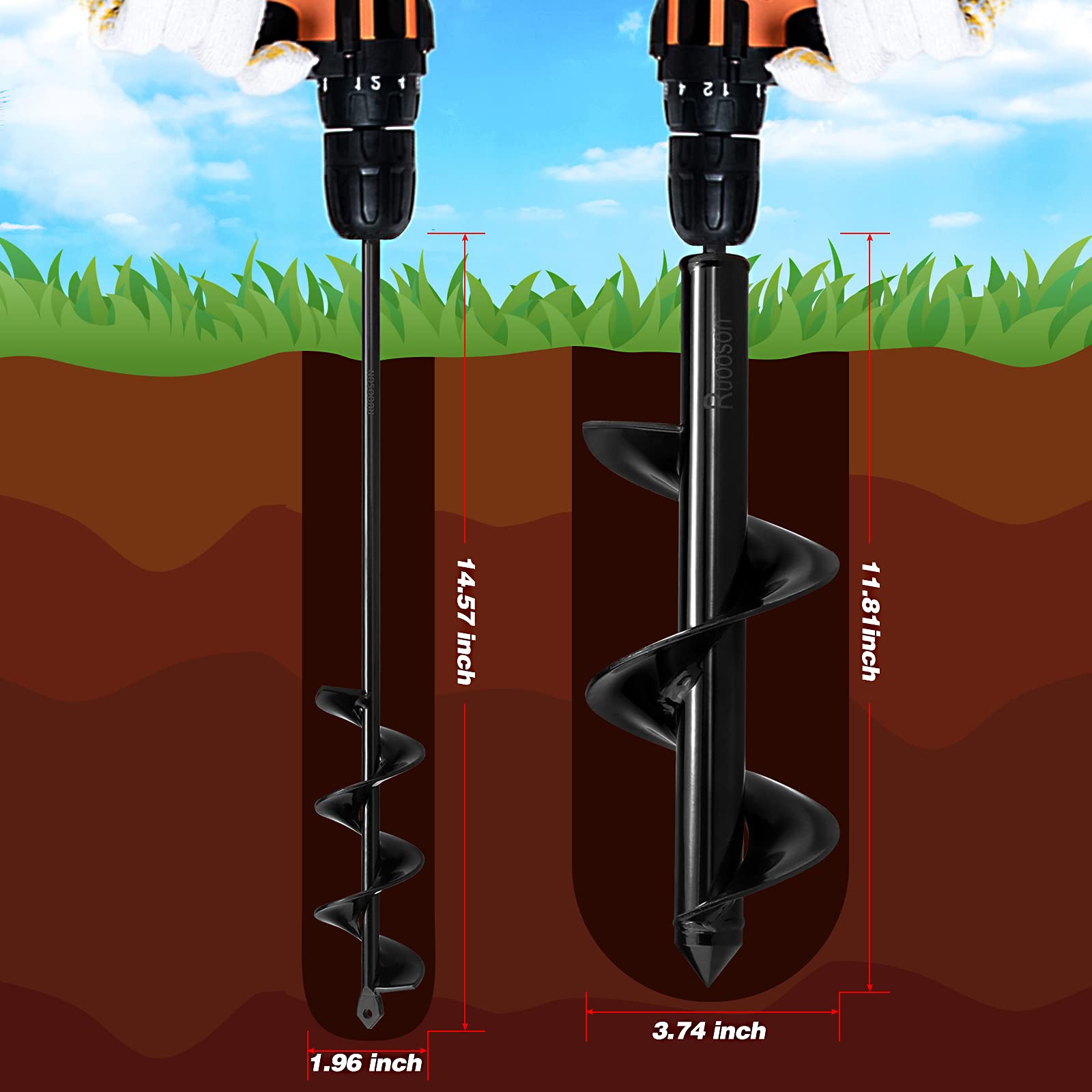 2Pcs Auger Bit Planter Set - 3.7x11.8