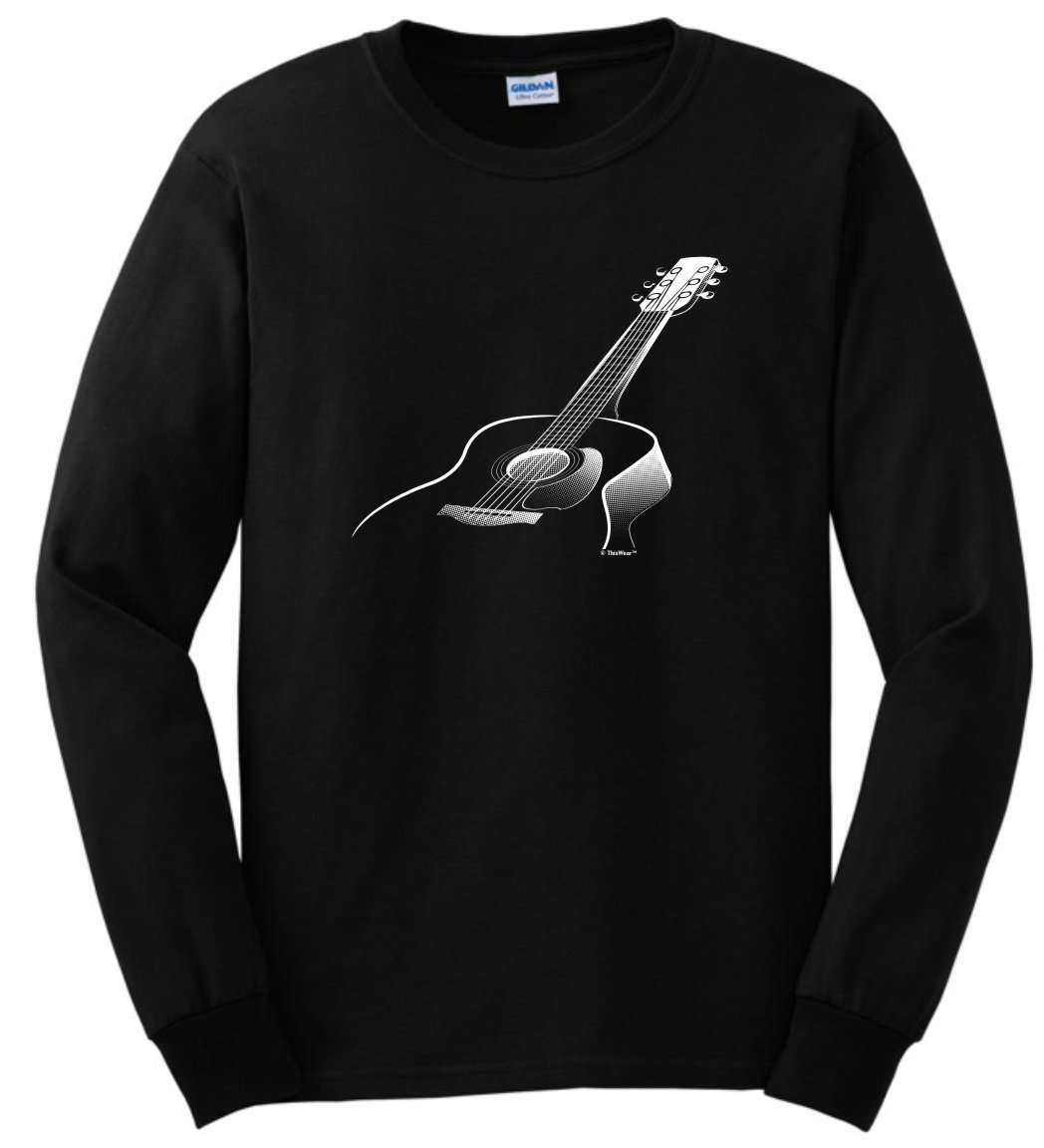 3D Acoustic Guitar Music Lover T-Shirt for Men & Women | Band & Concert Themed Long Sleeve Shirt | Perfect Gift for Musicians & Music Fans | Great for Concerts, Gigs & Casual Wear