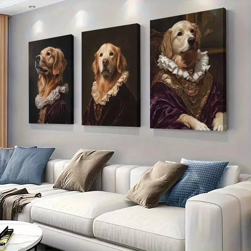 3-Piece Renaissance Golden Retriever Dog Art Set - 50x70cm Framed Canvas Wall Decor | High Quality Print | 100% Australian Made | Ready to Hang | Perfect for Living Room, Bedroom & Office Decor