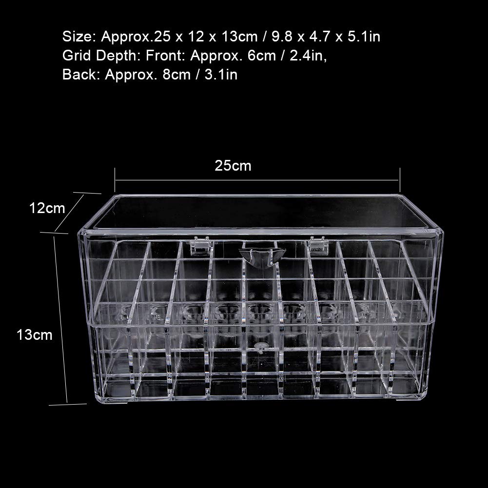 MAVIS LAVEN 36 Grid Clear Makeup Organizer - Dustproof Transparent Cosmetic Storage Case for Lipstick, Jewelry & Makeup Brushes | Perfect for Vanity, Bathroom & Travel Organization