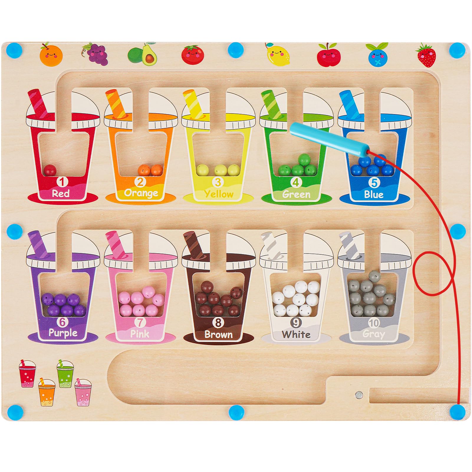 **Montessori Magnetic Color & Number Maze Toy for Toddlers - Wooden Busy Board Learning Game, Preschool Classroom Activity, Travel & Birthday Gift for 1-5 Year Old Boys & Girls - Perfect for Early Math Skills & Fine Motor Development**