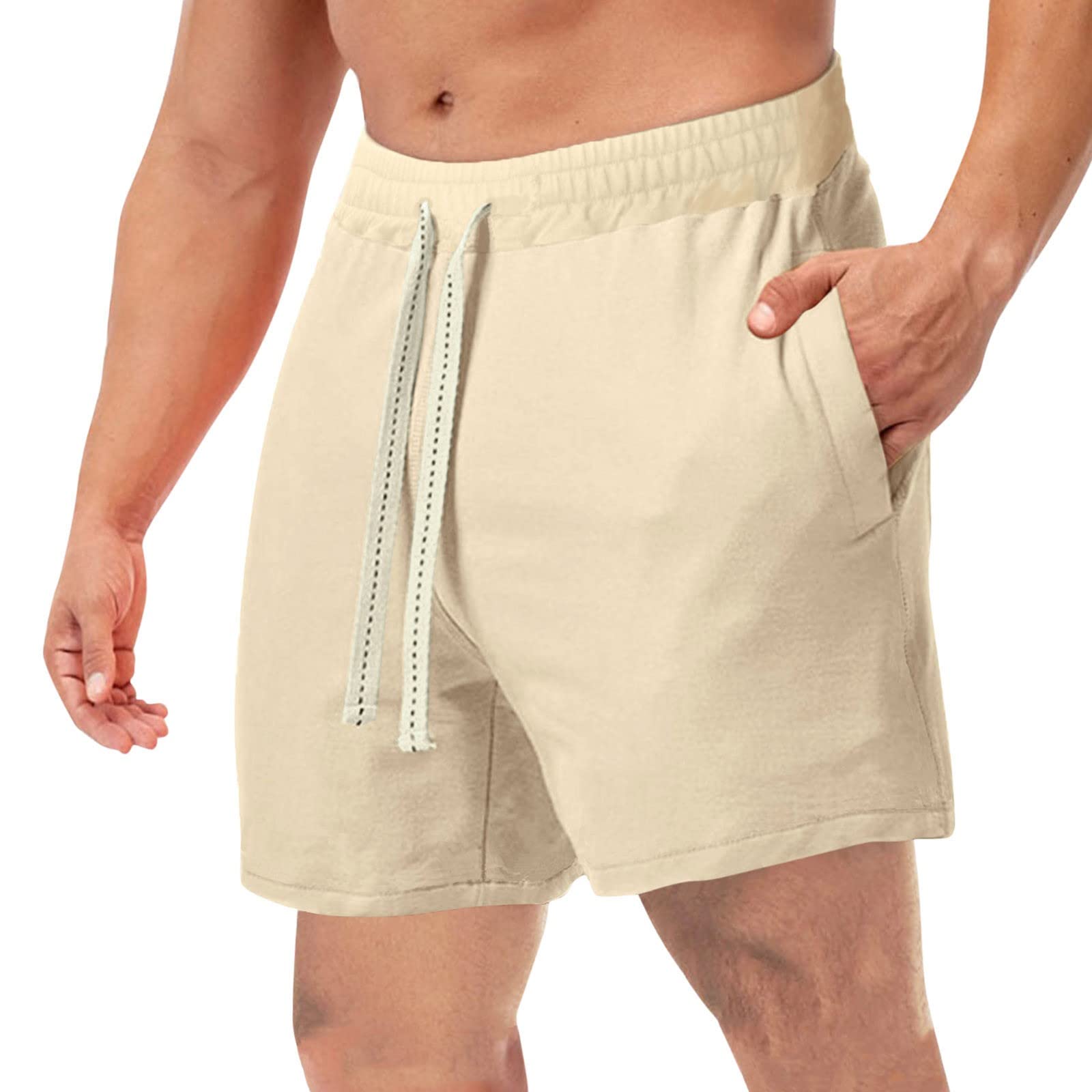 **Men's Quick-Dry Athletic Shorts with Drawstring & Pockets - Lightweight Workout, Running, Gym, and Beach Shorts for Summer Casual Wear**