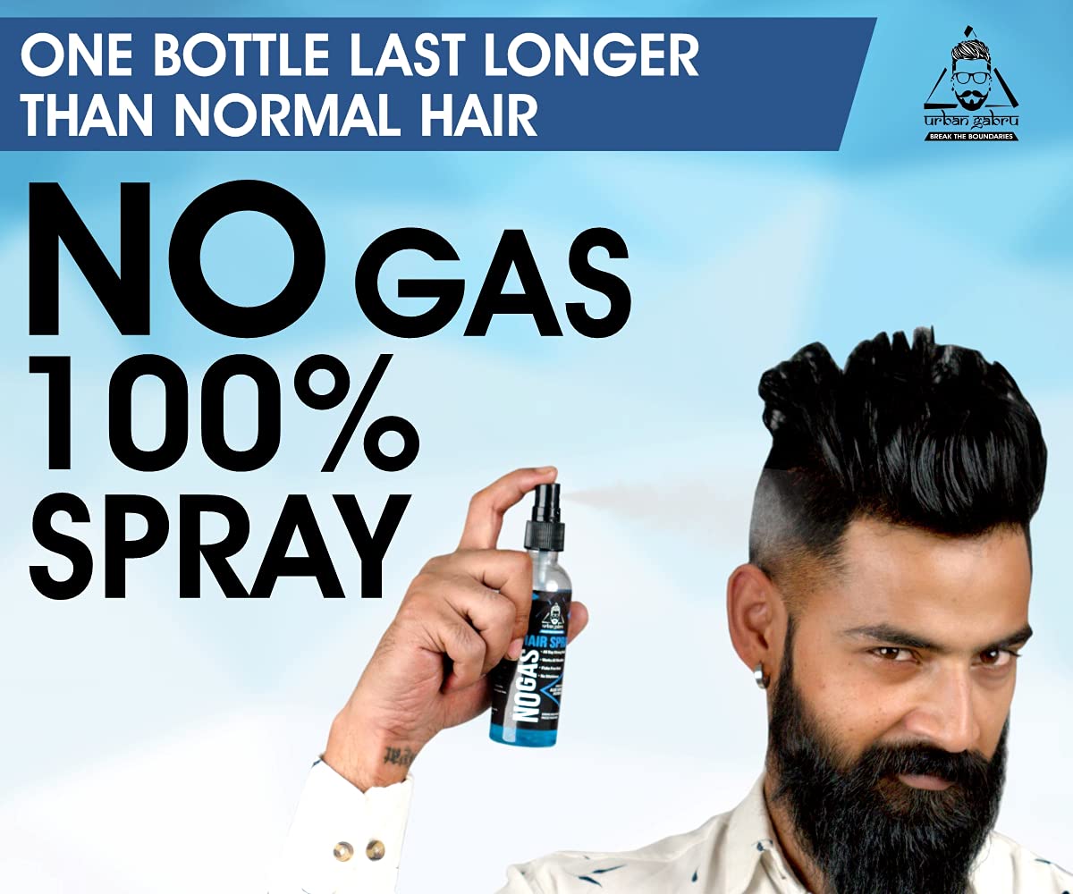 UrbanGabru Unlimited Hold No Gas Hair Spray (100 ml) - Strong Hair Styling & Setting Spray for Men & Women | Paraben & Sulfate Free | All-Day Hold for Parties, Weddings & Daily Styling