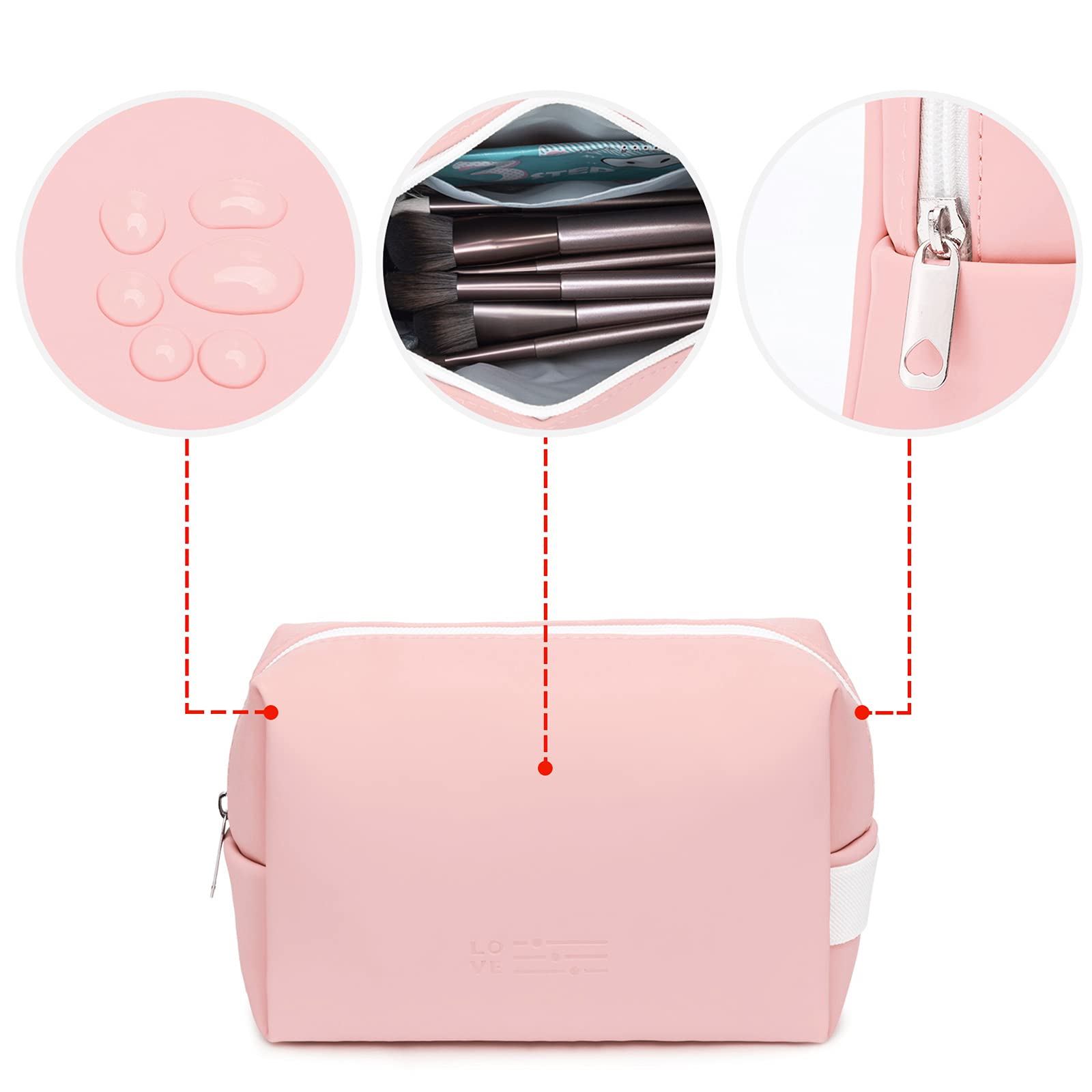 EAYIRA 2-Pack Pink Cosmetic Storage Pouch Set - Waterproof Makeup Bag for Travel & Home Use, Organizer for Cosmetics, Brushes & Toiletries | Perfect for Daily Use, Vacation & Gym Essentials