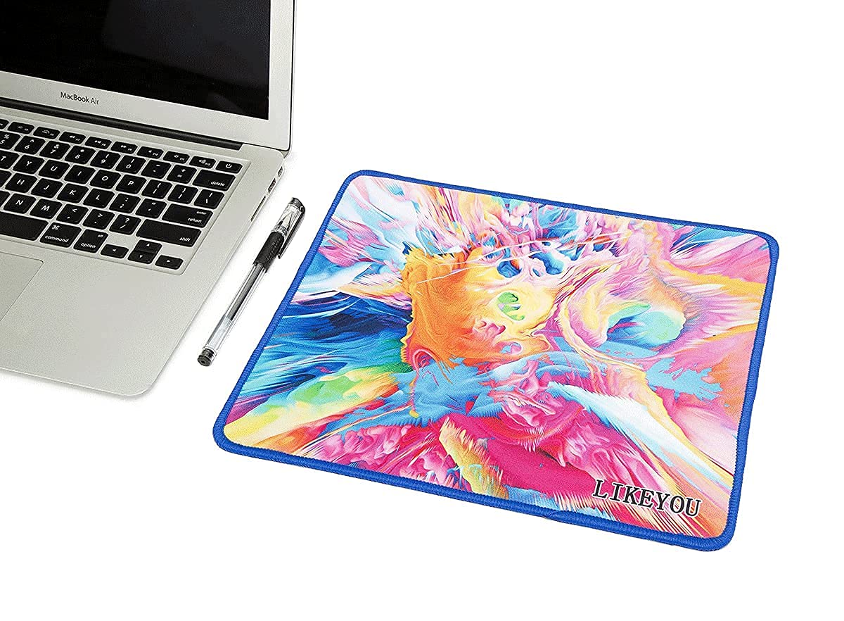 LIKEYOU Gaming Mouse Pad with Non-Slip Rubber Base - Colorful RGB LED Glow for PC Laptop - Perfect for Office Work, Gaming & Home Use