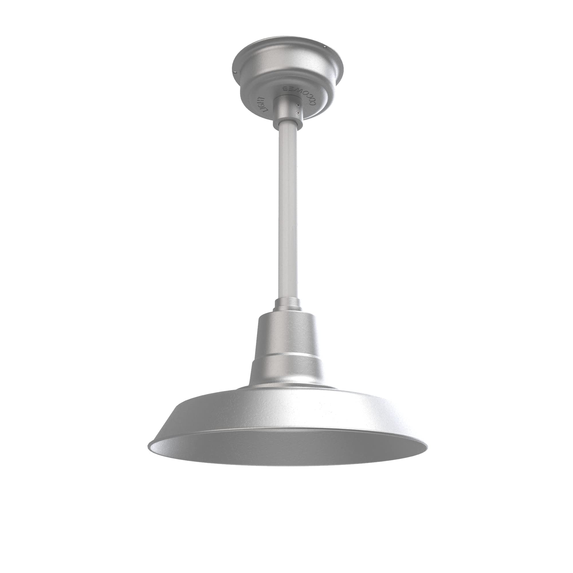 **Cocoweb 14 Inch Vintage LED Barn Light Fixture - Galvanized Silver Finish with White Down Rod - Perfect for Farmhouse, Kitchen Island & Outdoor Patio Lighting**