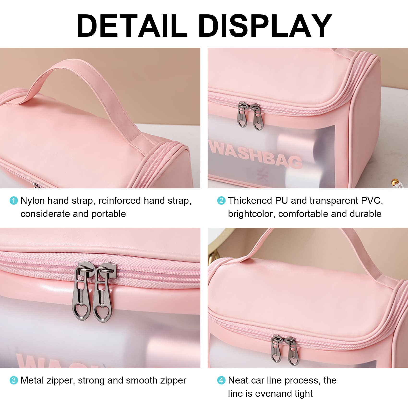 Waterproof Travel Toiletry Bag for Women & Men - Portable Makeup Organizer with Hanging Hook, Perfect for Vacation, Gym, Camping & Business Trips (Black)