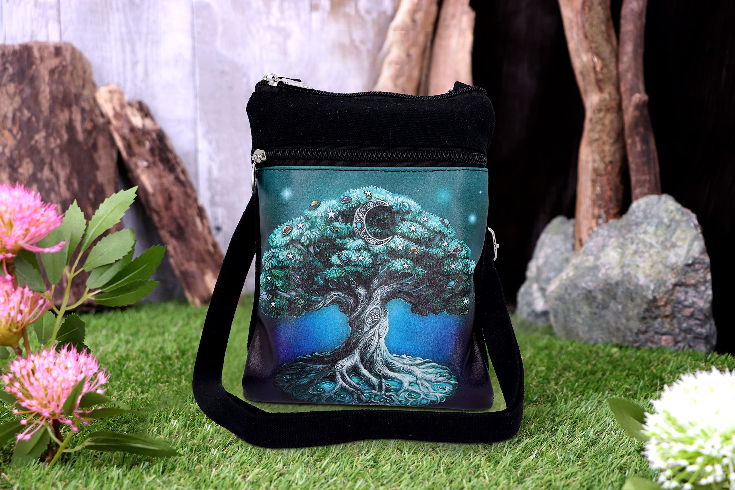 Stylish Nemesis Now Tree of Life Shoulder Bag - Black, 23cm Crossbody Purse for Women | Perfect for Travel, Shopping & Everyday Use