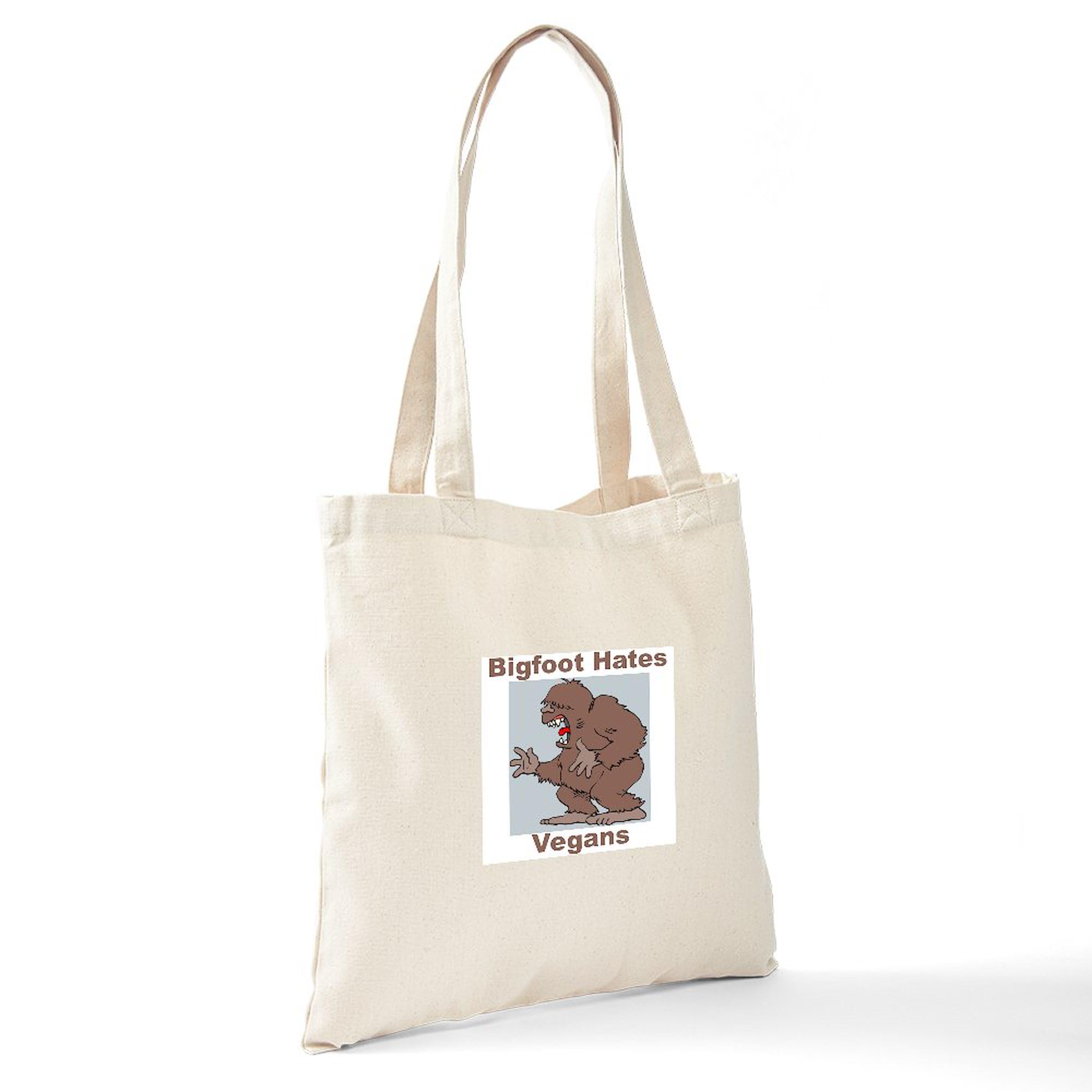 Bigfoot Hates Vegans Tote Bag - Natural Canvas Reusable Shopping Bag for Groceries, Beach & Eco-Friendly Lifestyle | Funny Novelty Gift