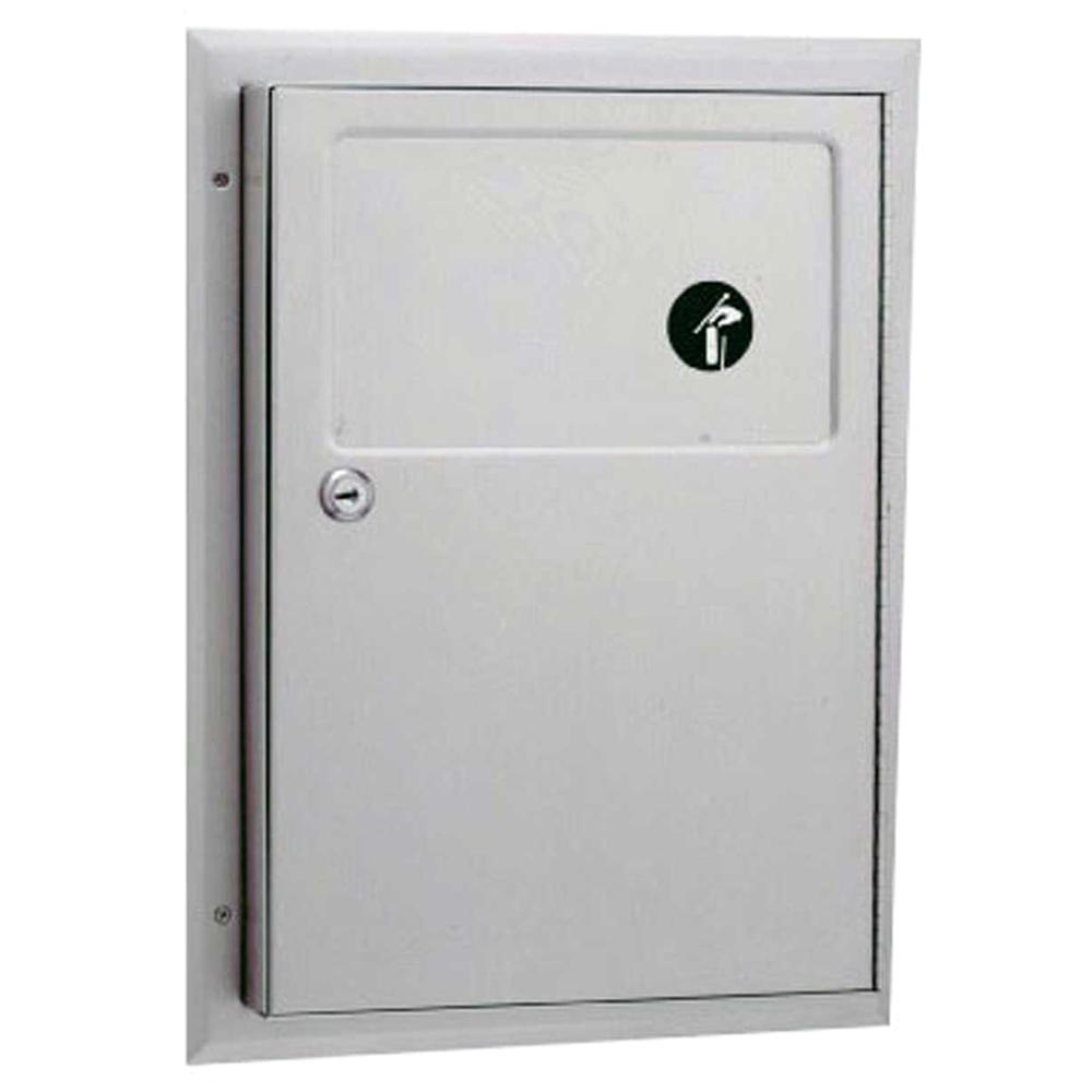 Bobrick B354 ClassicSeries Sanitary Napkin Disposal Unit - 1 Gallon Capacity, Partition Mounted, Satin Finish - Ideal for Restrooms, Hospitals & Commercial Spaces
