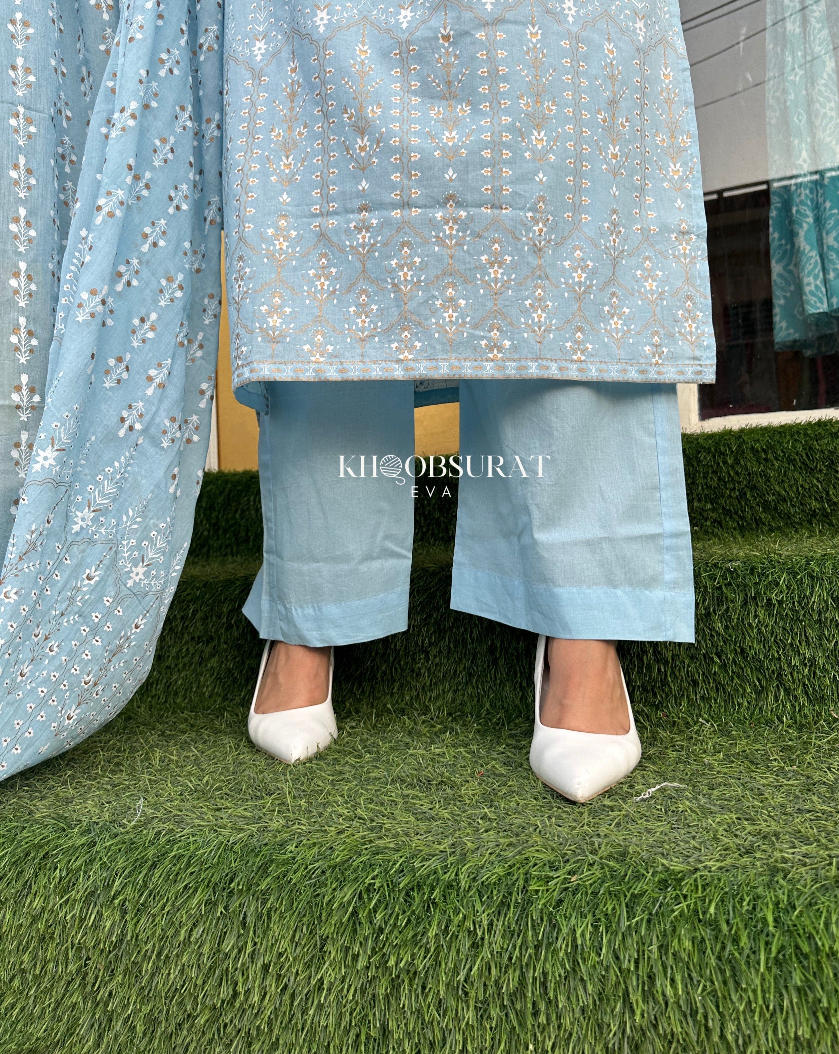 JAANAKI Blue Embroidered Kurta Suit Set for Women | Traditional Indian Ethnic Wear | Perfect for Festivals, Weddings & Special Occasions