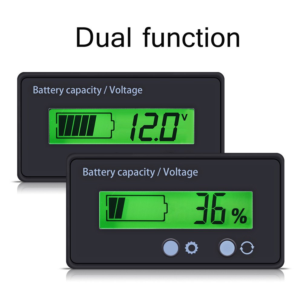 Tosuny LCD Battery Monitor 6-70V - Waterproof Voltage Meter for Solar/RV/Marine