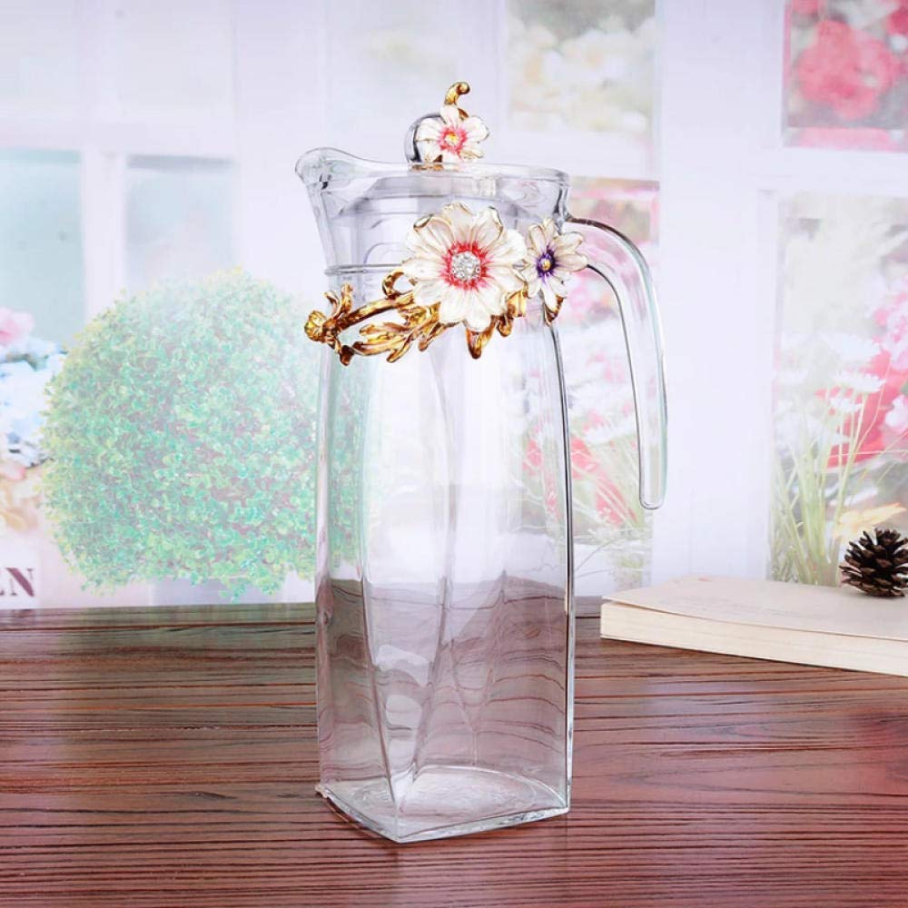 Blue Rose Glass Teapot 1300ml - Heat Resistant for Hot & Cold Drinks, Perfect for Tea, Coffee & Infusions - Ideal for Home, Office & Gift Giving