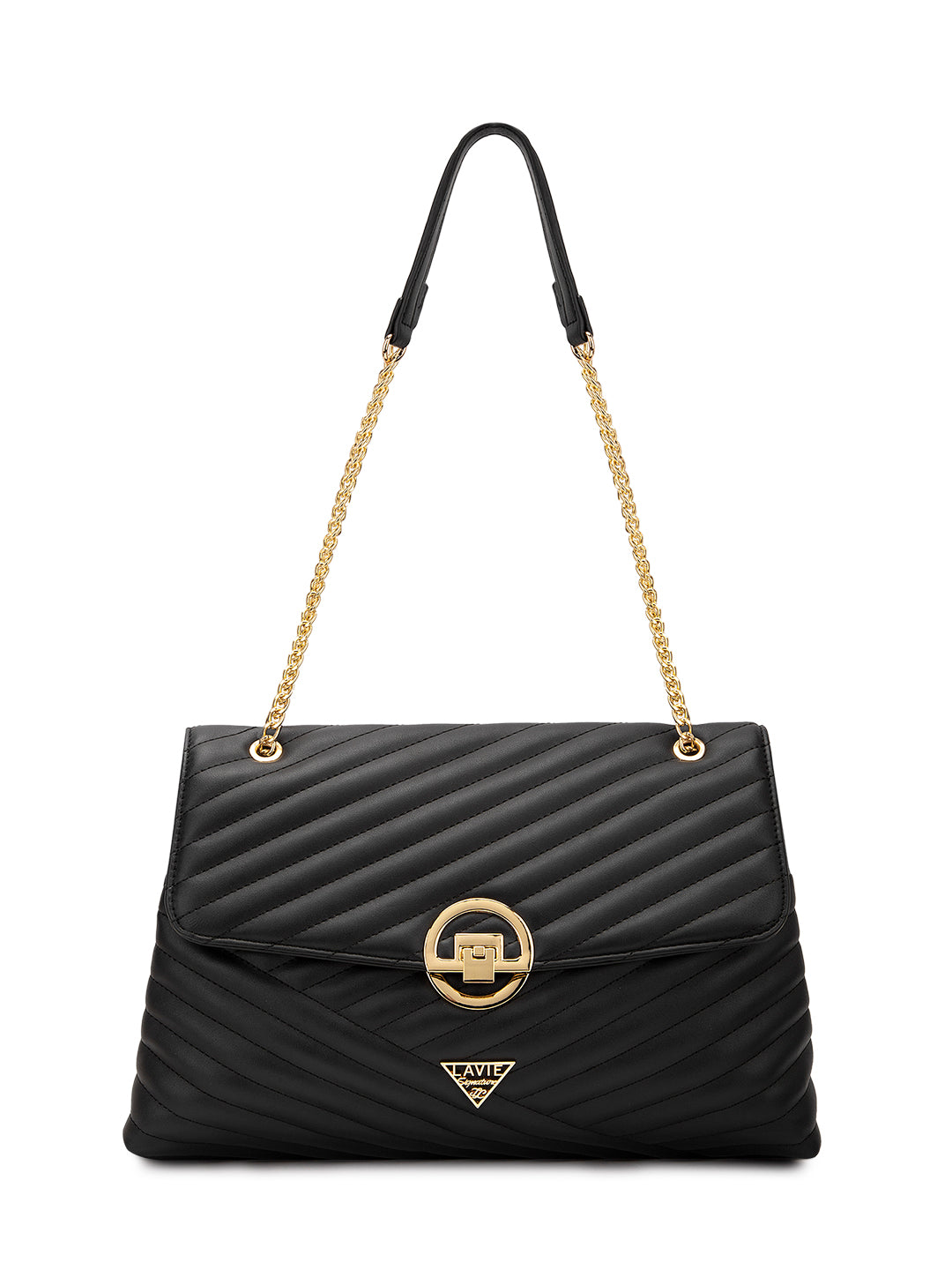 Lavie Signature Denver Large Women's Quilted Flap Satchel Handbag - Stylish Crossbody Purse for Work, Travel & Everyday Use