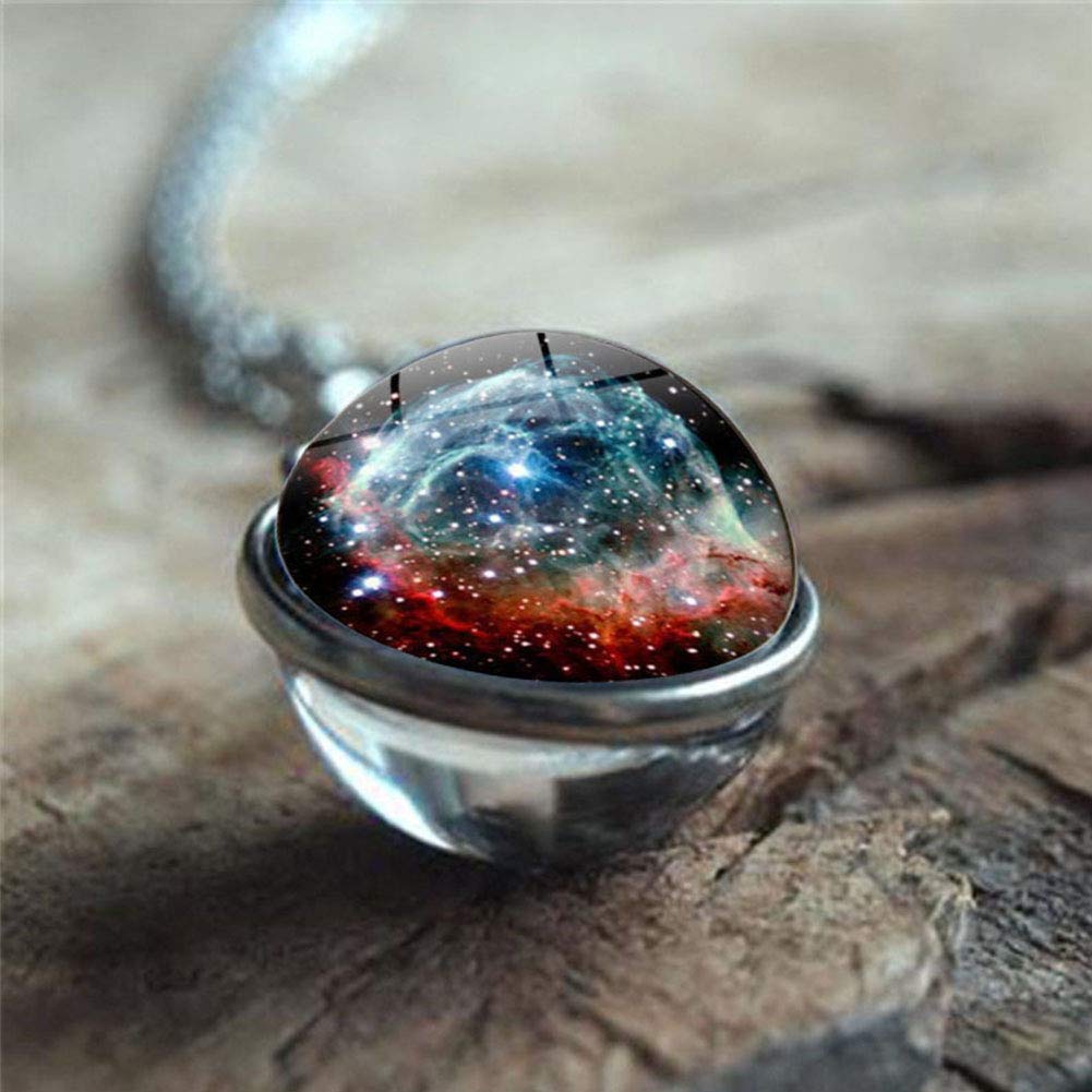 JCZR.Y Eight Planets Necklace - Double-Sided Glass Pendant with Solar System Design, Universe Galaxy Jewelry for Women | Perfect for Astronomy Lovers, Space-Themed Gifts & Cosmic Fashion Accessories