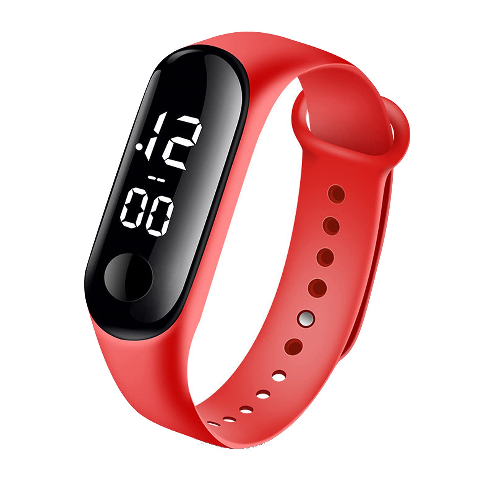 Vhshppy Digital LED Sports Watch - Unisex Silicone Band Waterproof Touch Screen Watch for Men, Women & Kids - Red - Perfect for Running, Swimming, School & Daily Use
