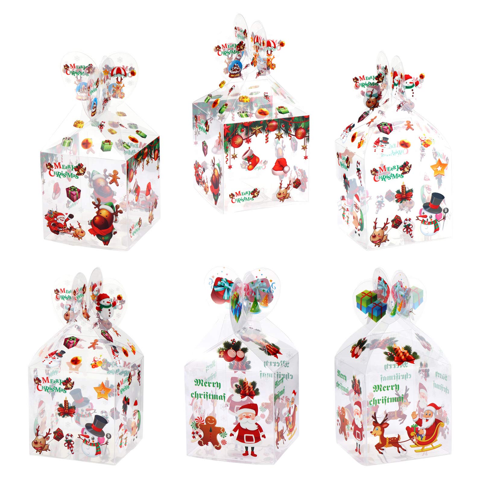 8pcs Christmas Clear Gift Box Set - Colorful Candy Storage Containers for Holiday Party Favors, Xmas Gifts & New Year Eve Treats | Perfect for Wrapping Apples, Sweets & Small Presents