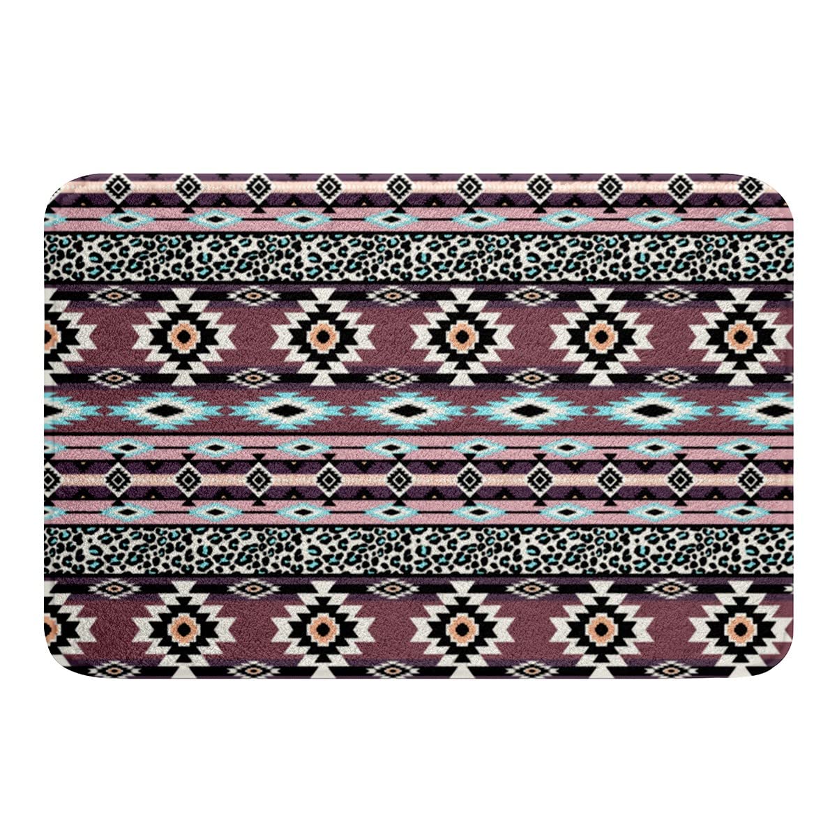 Western Boho Bath Rug Non-Slip, Bohemian Cheetah Print Bathroom Mat 20