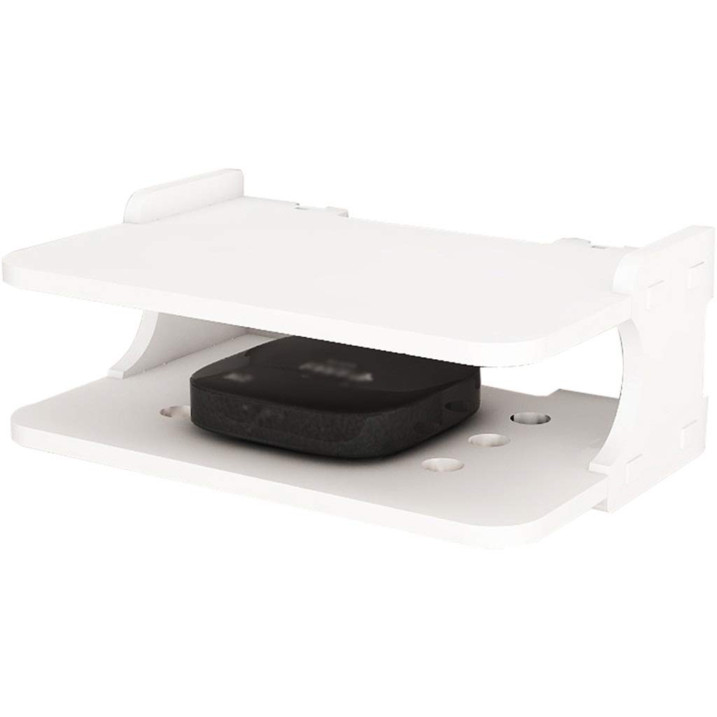 White Floating Shelves for Router & TV Set-Top Box - 29.5x20x10cm Wall-Mounted No-Drill Shelf - Perfect for Living Room, Bedroom & Office Organization