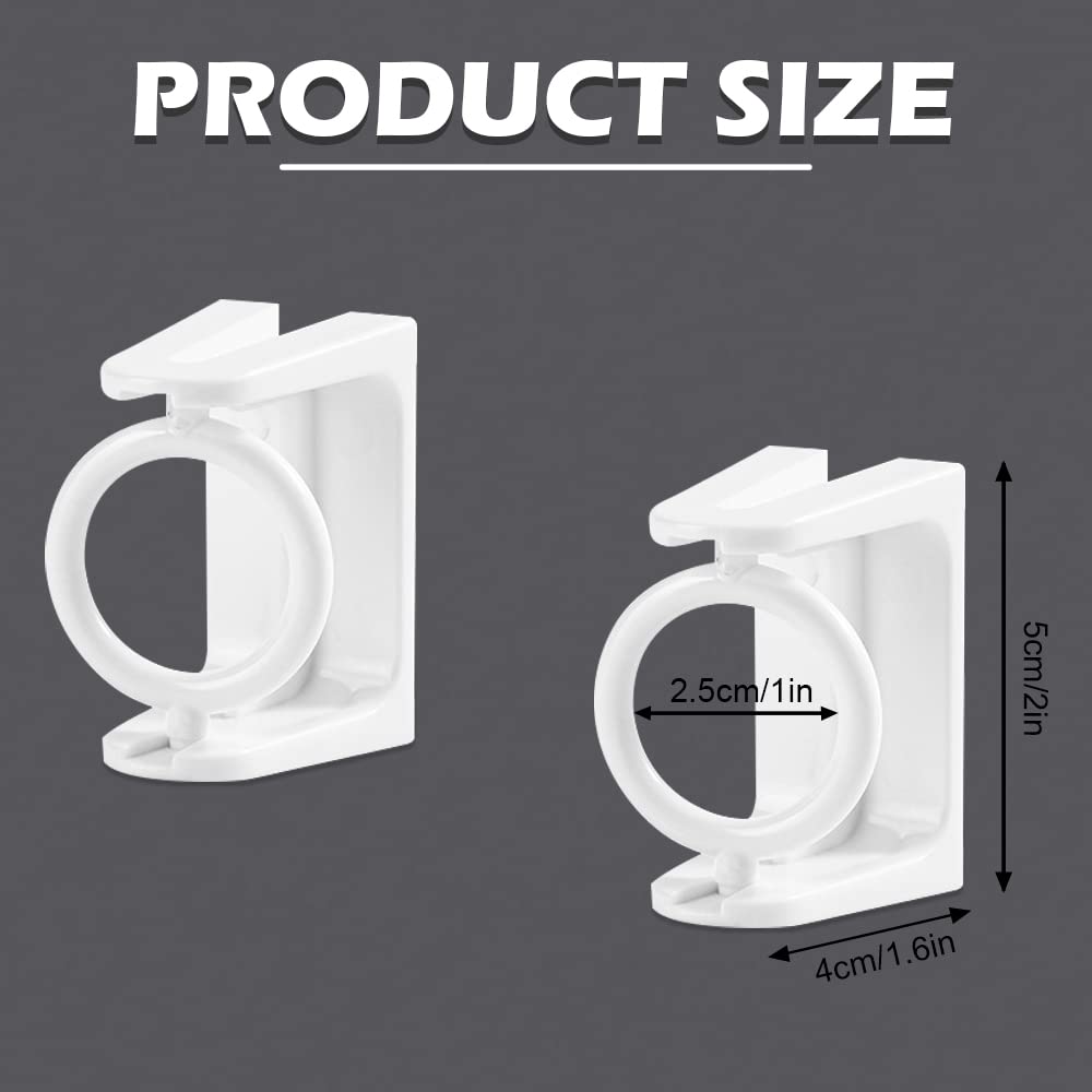 8pcs 360° Rotating No Drill Curtain Rod Brackets - Self Adhesive Tension Rod Holders with Adjustable Angle - White - Perfect for Renters, Dorm Rooms & Temporary Window Treatments