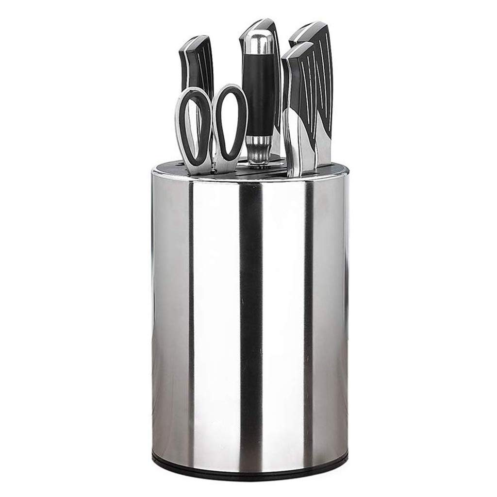 CUJUX Universal Knife Block - Stainless Steel Kitchen Knife Holder for Chef's Knives (Knives Not Included) - Round Knife Storage Stand for Countertop Organization | Perfect for Home Kitchens & Professional Cooking