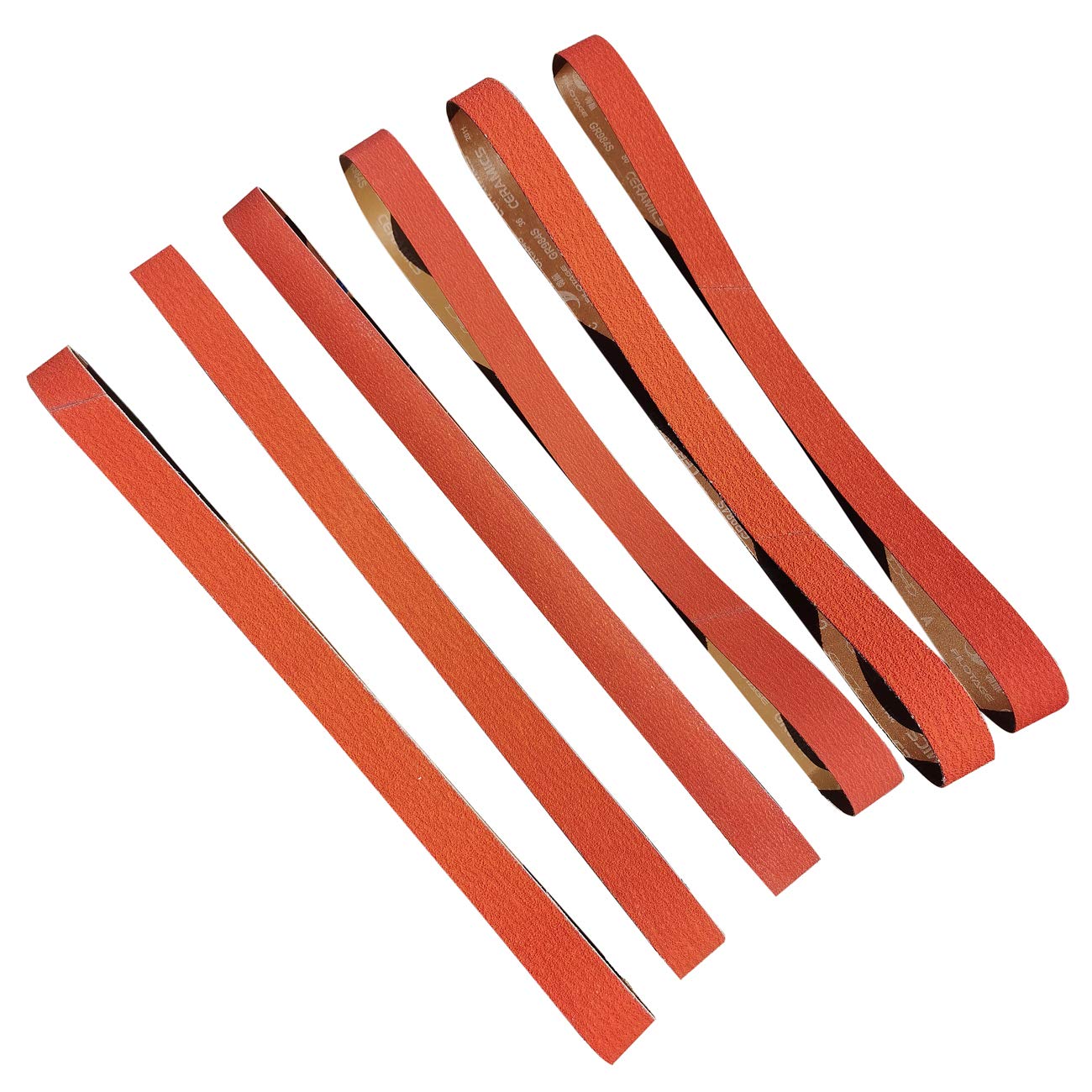 6 Pack 2x72 Inch Metal Grinding Ceramic Sanding Belts Kit - Includes 36/40/60/80/100/120 Grits for Knife Sharpening & Woodworking - Premium Sharpening Sander Belts for Bench Grinders & Belt Sanders (2x72 Inch)