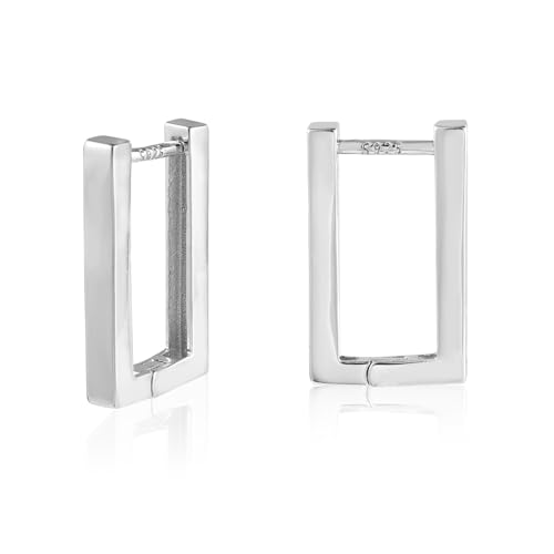 B Rectangular White Gold Plated