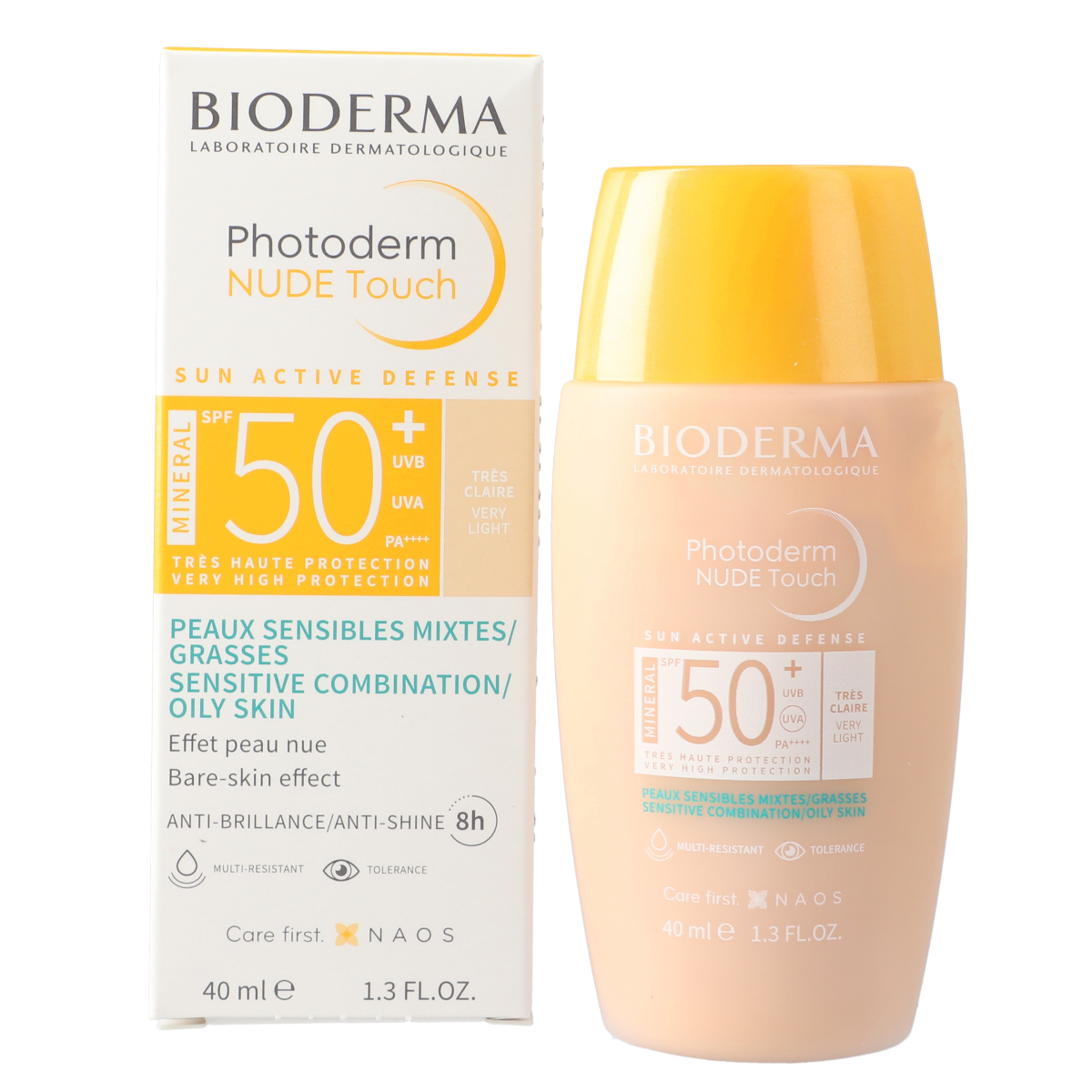 Photoderm NUDE Touch SPF 50+ Very Light Tinted Sunscreen - Oil-Free, Non-Greasy Formula for Daily Face Protection & Even Skin Tone | Perfect for Sensitive Skin & Under Makeup Application