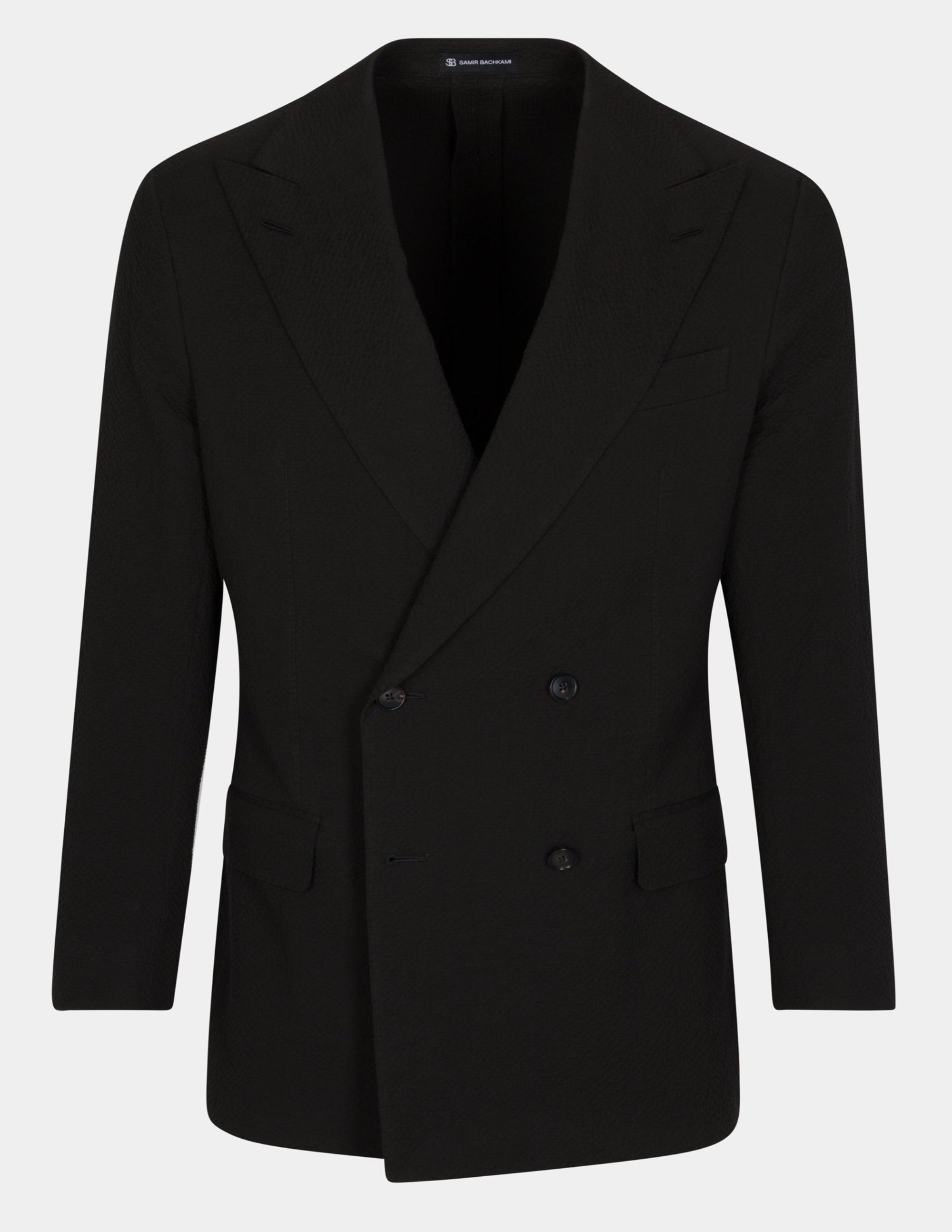 Black Seersucker Double Breasted Suit for Men | Lightweight Summer Business & Wedding Attire | Perfect for Outdoor Events & Formal Occasions
