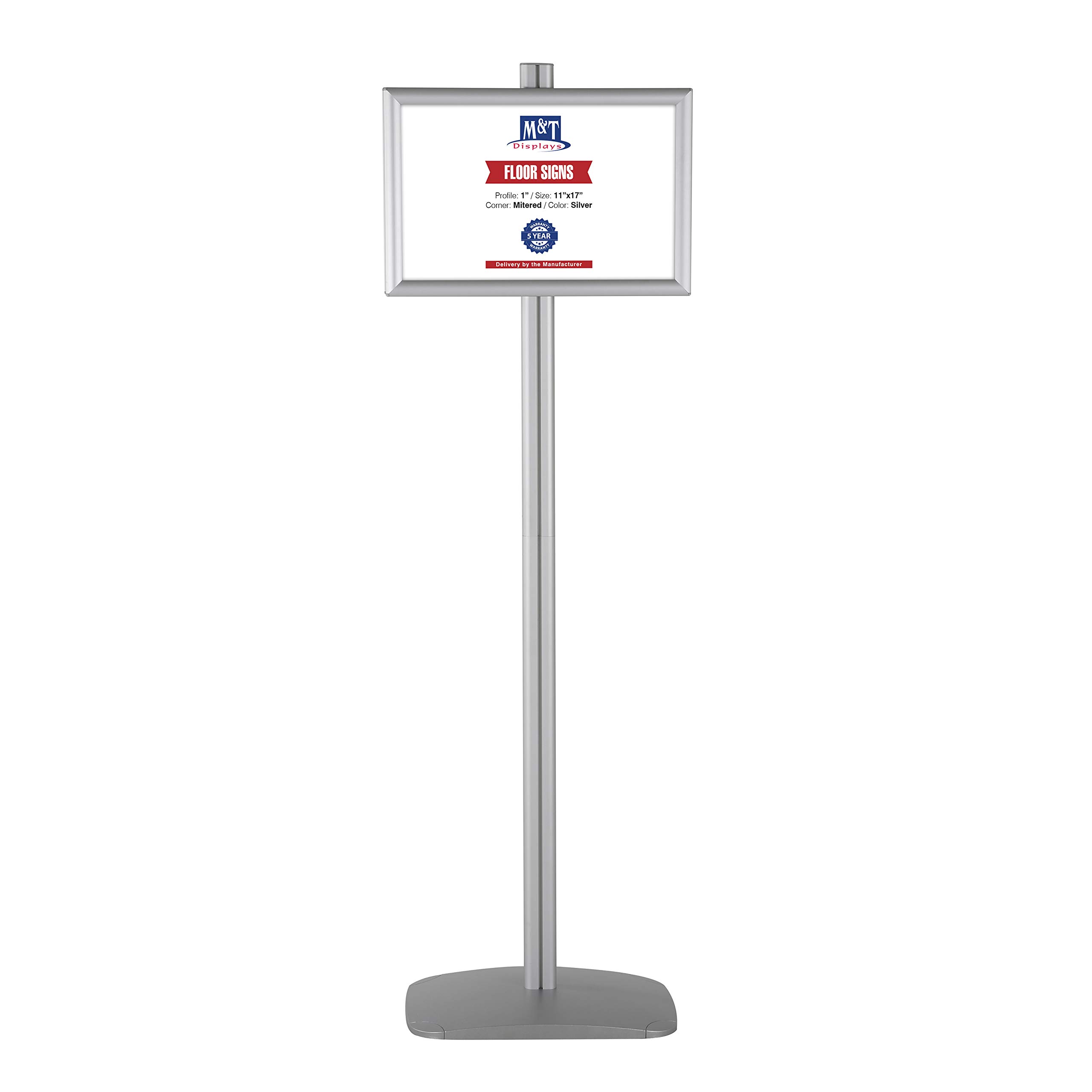 Double-Sided Aluminum Display Stand - 2x(11x17) Inch Silver Snap Frame for Brochures, Documents & Signs | Front Loading Portrait/Landscape | Ideal for Retail, Trade Shows & Office Use