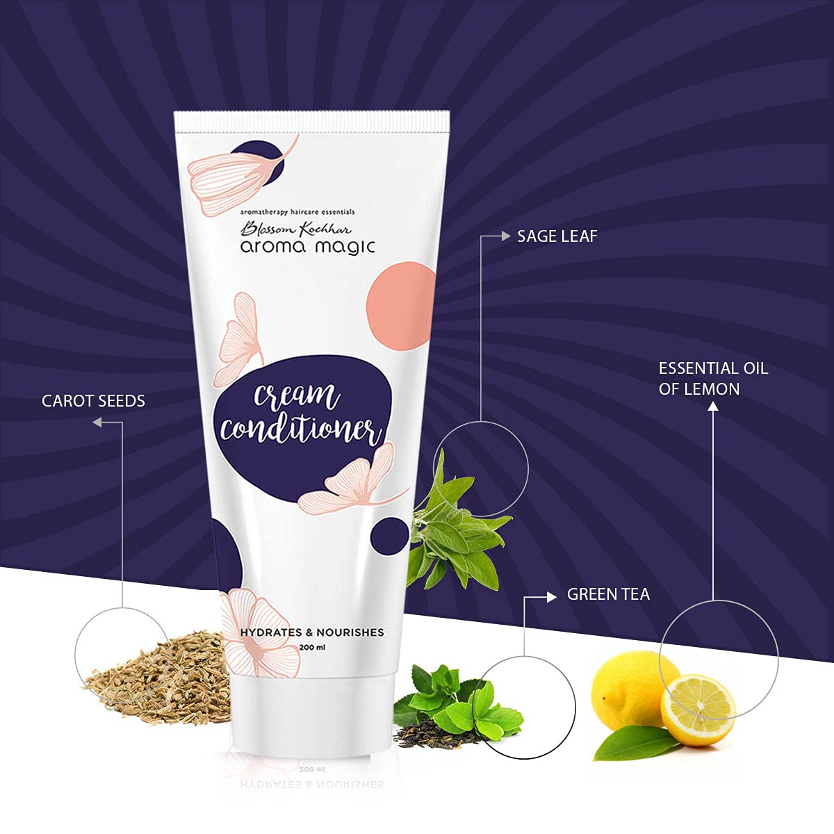 Aroma Magic Cream Conditioner for Split Ends, Dry Scalp & Dull Hair – Rosemary & Argan Oil Hair Treatment with Green Tea, Carrot Seed & Aloe Vera | Promotes Hair Growth & Adds Shine | 200ml | Perfect for Daily Hair Care & Salon-Quality Results at Home