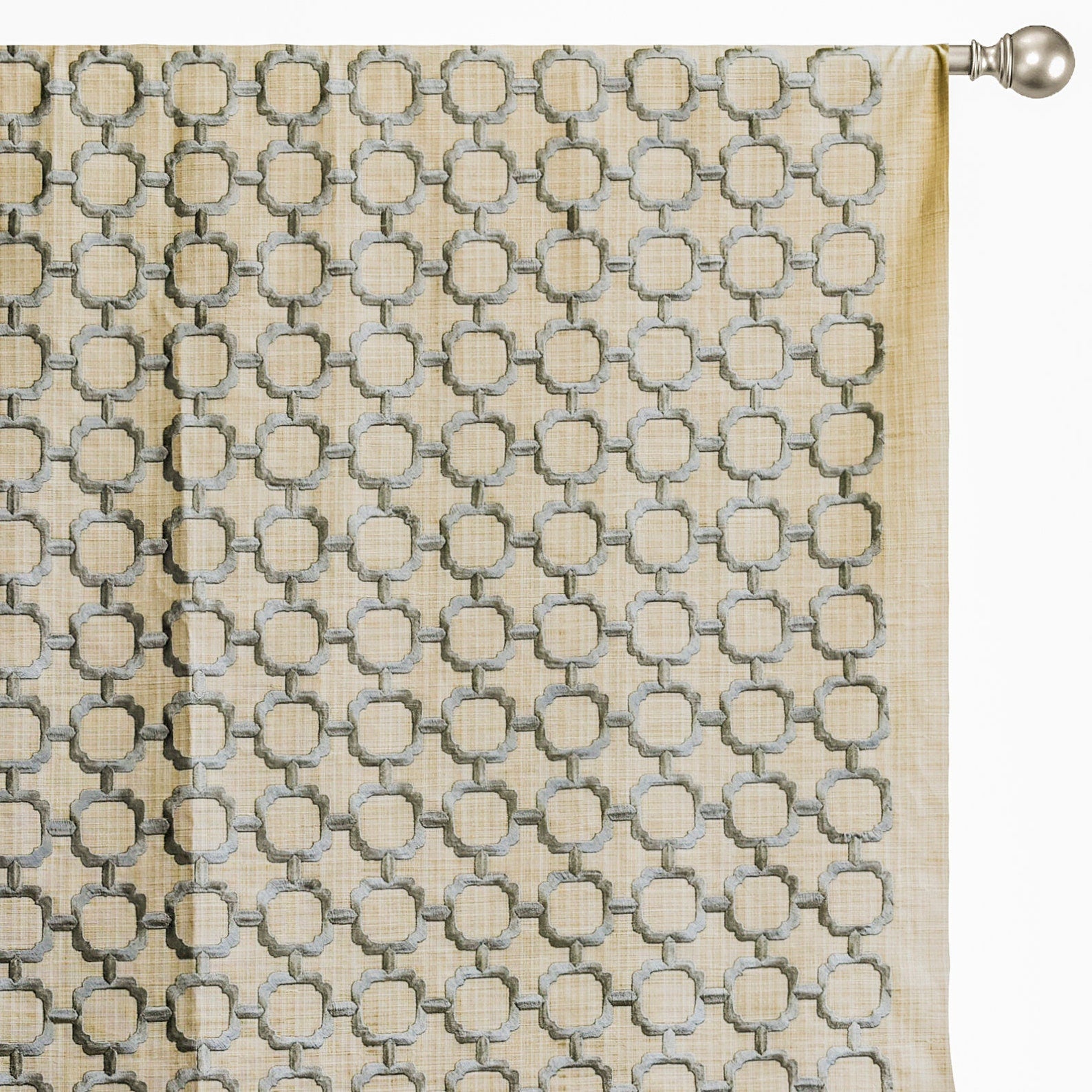 Beige Medallion Geometric Embroidered Fabric by the Yard - Premium Upholstery & Drapery Material for Home Decor, DIY Projects, and Crafting